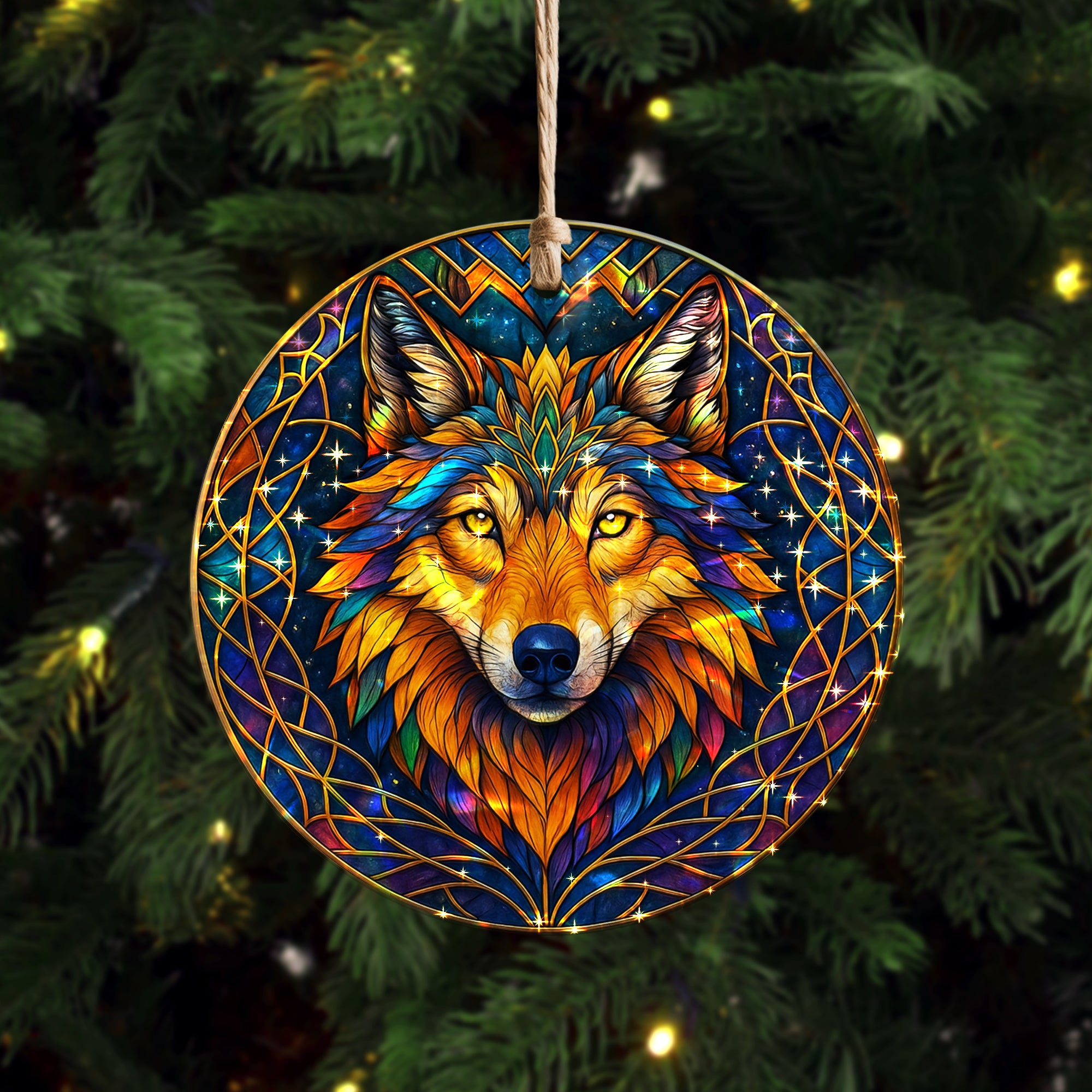 Mystic Wolf Native American Unique Christmas Gift Decor Flat Hologram Acrylic
