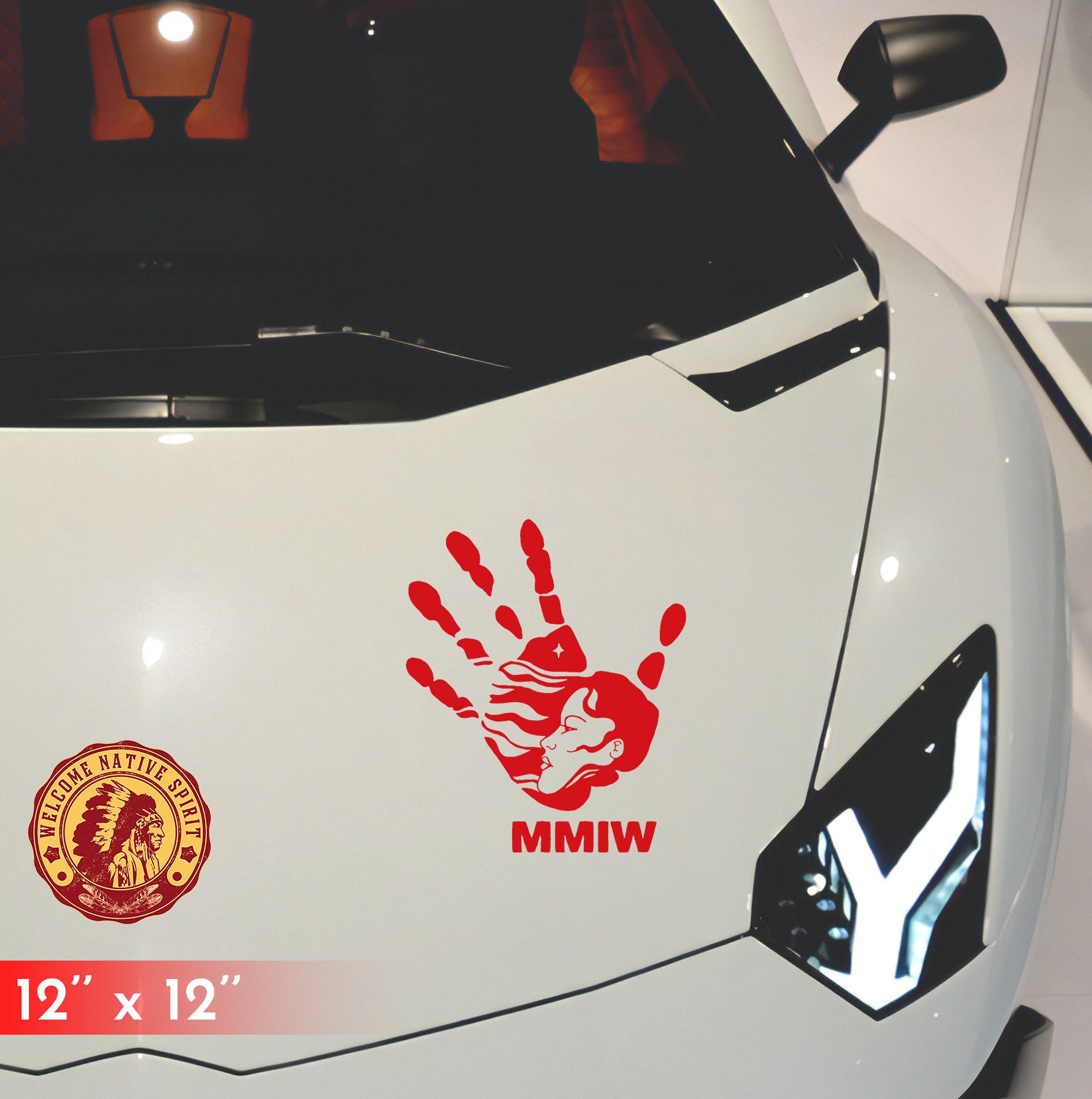 MMIW - I Wear Red, No More Stolen Sisters Red Hand Car Decal 007 V001