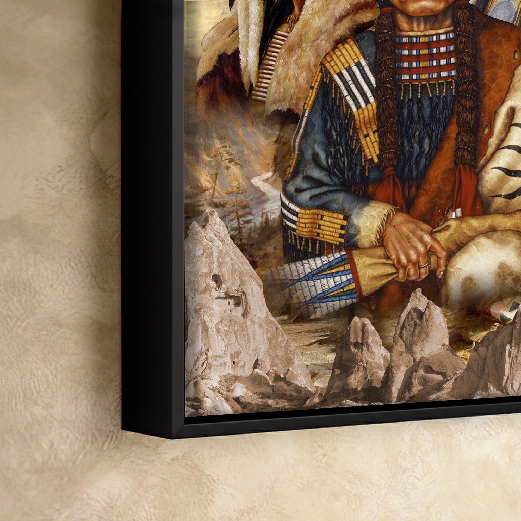 The Three Native American Chief Portrait Poster/Canvas