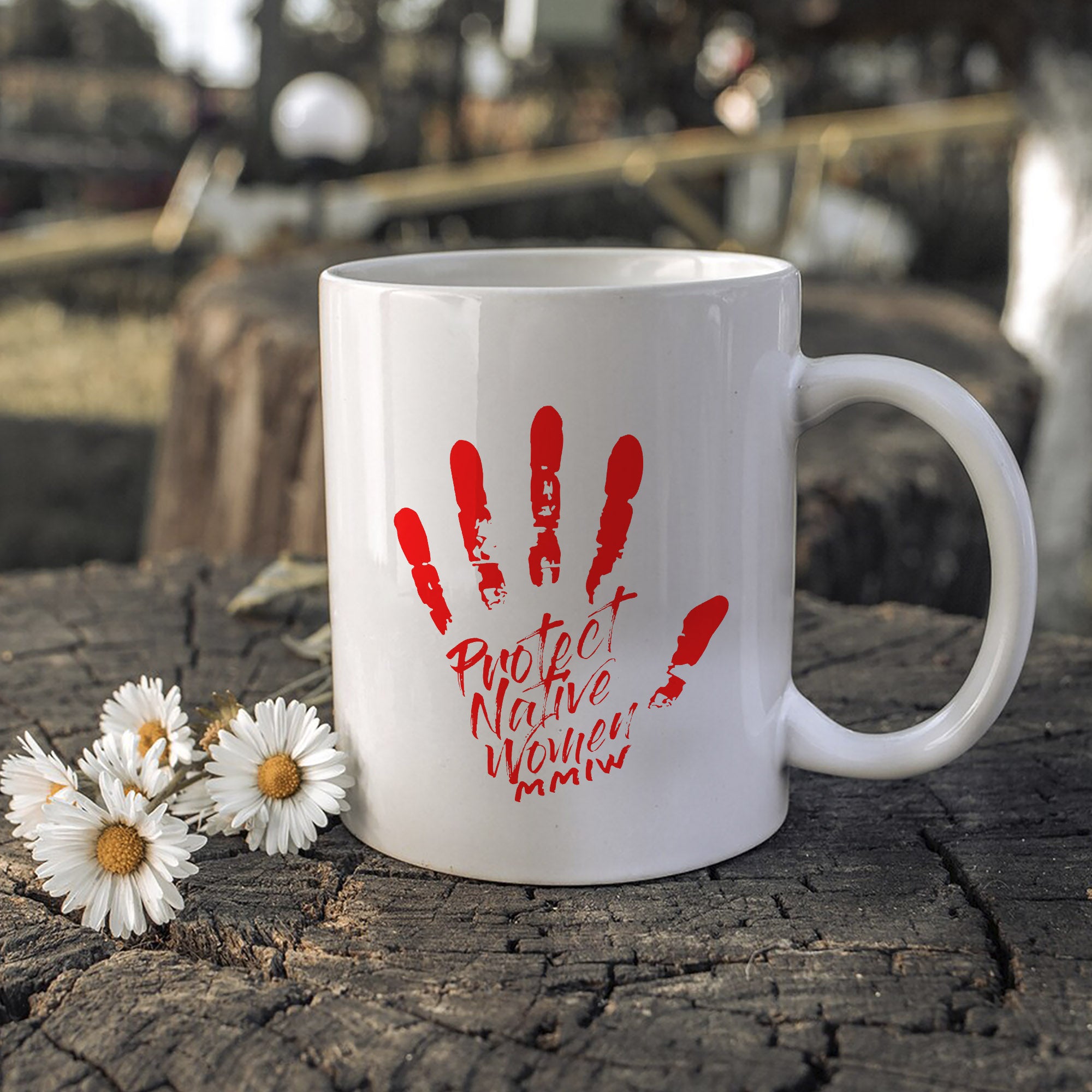 MMIW Protect Native Women Red Hand Ceramic Coffee Mug