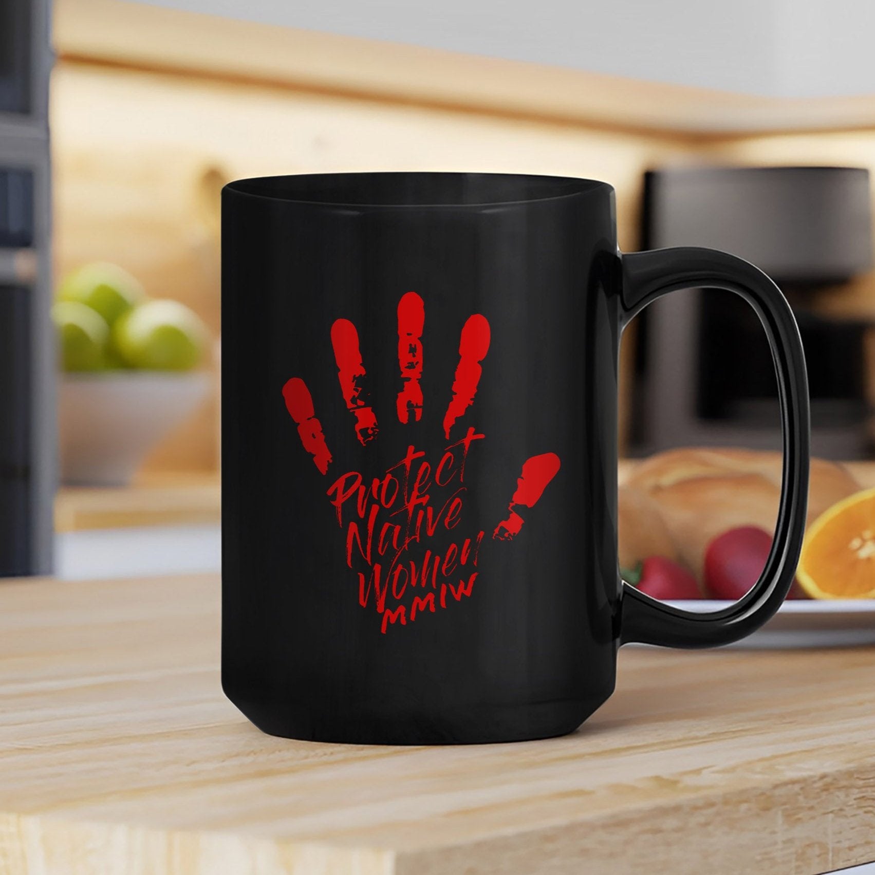 MMIW Protect Native Women Red Hand Ceramic Coffee Mug