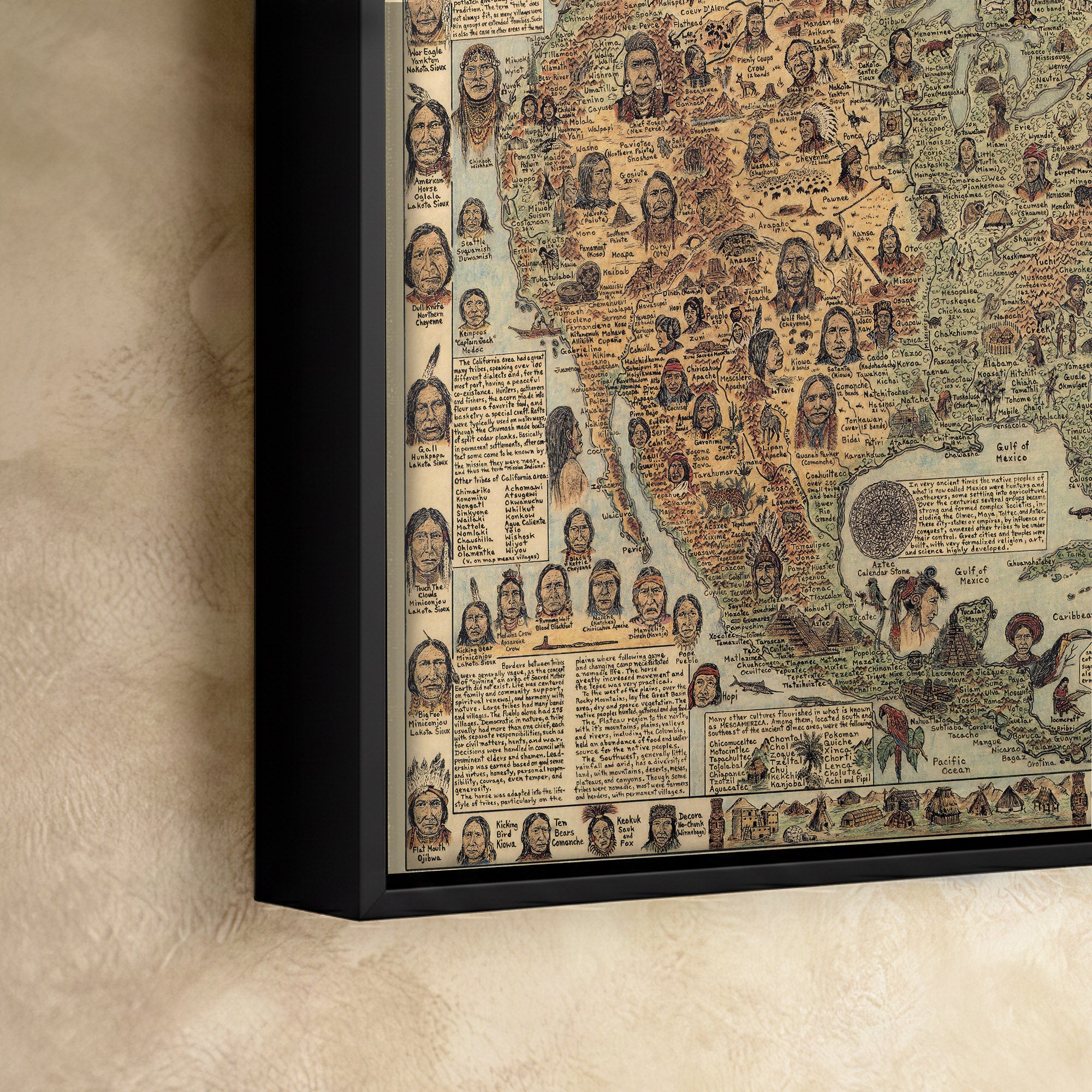 Native Tribes of North American central America and the Caribbean Maps Poster