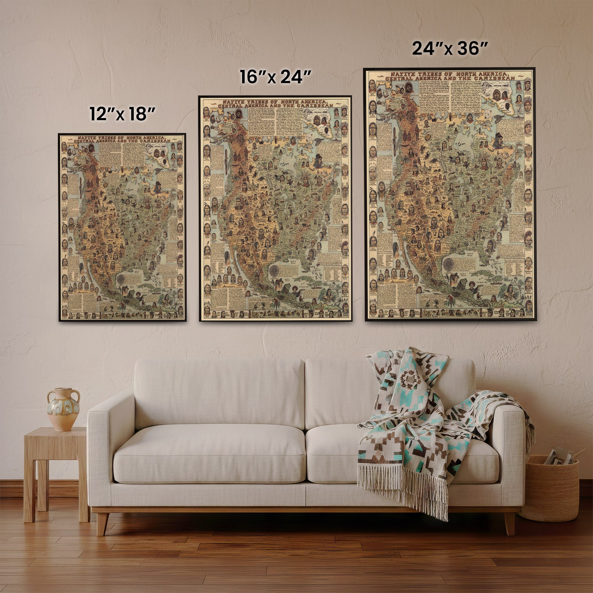 Native Tribes of North American central America and the Caribbean Maps Poster