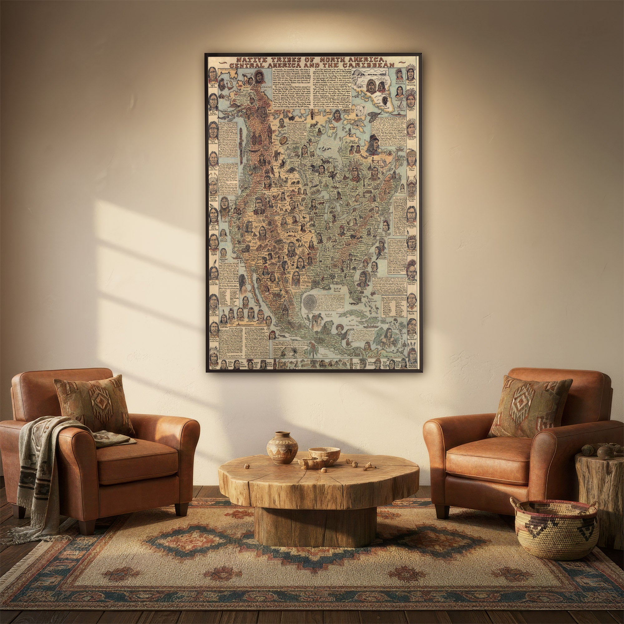 Native Tribes of North American central America and the Caribbean Maps Poster