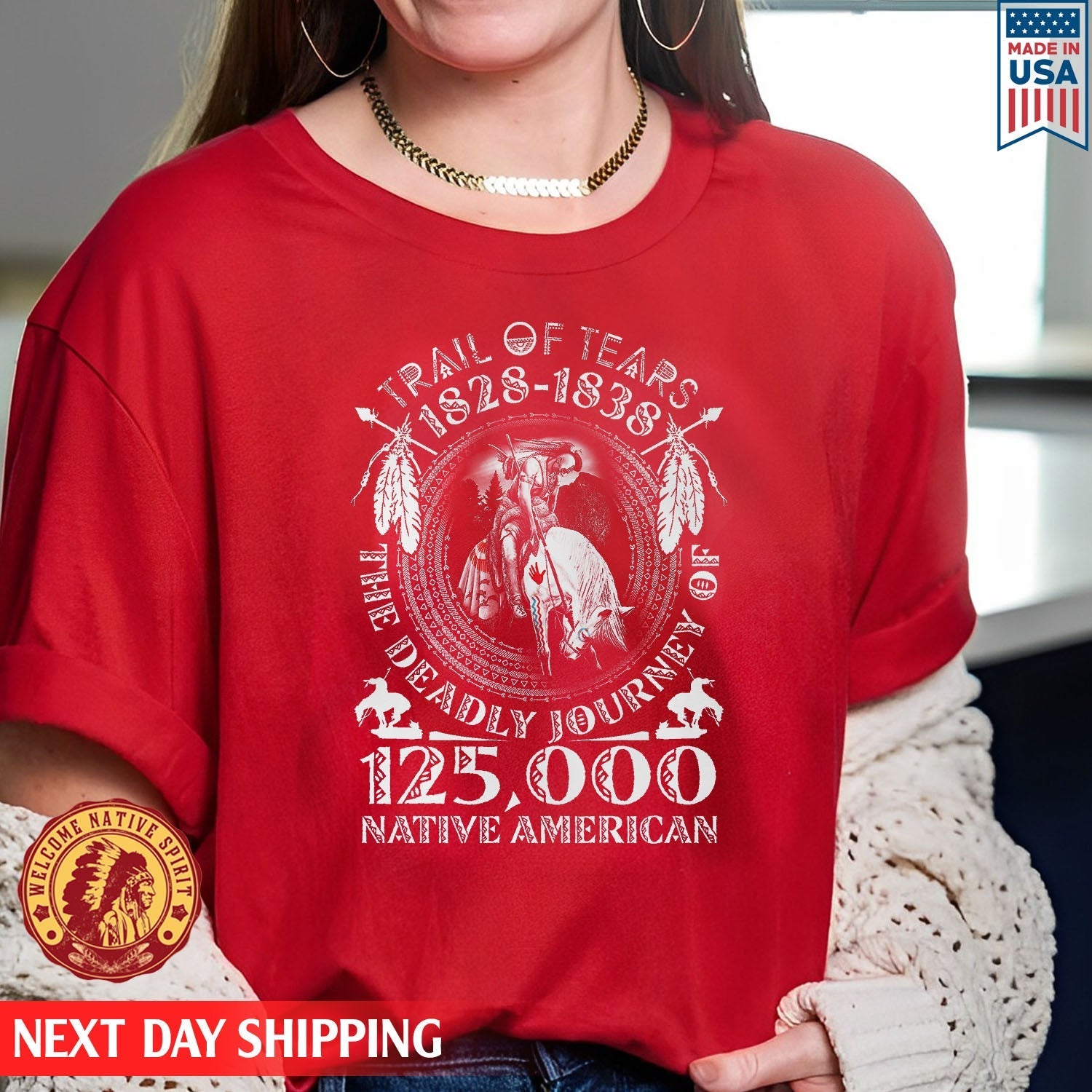 Trail Of Tears 125000 Native American Feather Man Ride Horse Unisex T-shirt/Hoodie/Sweatshirt