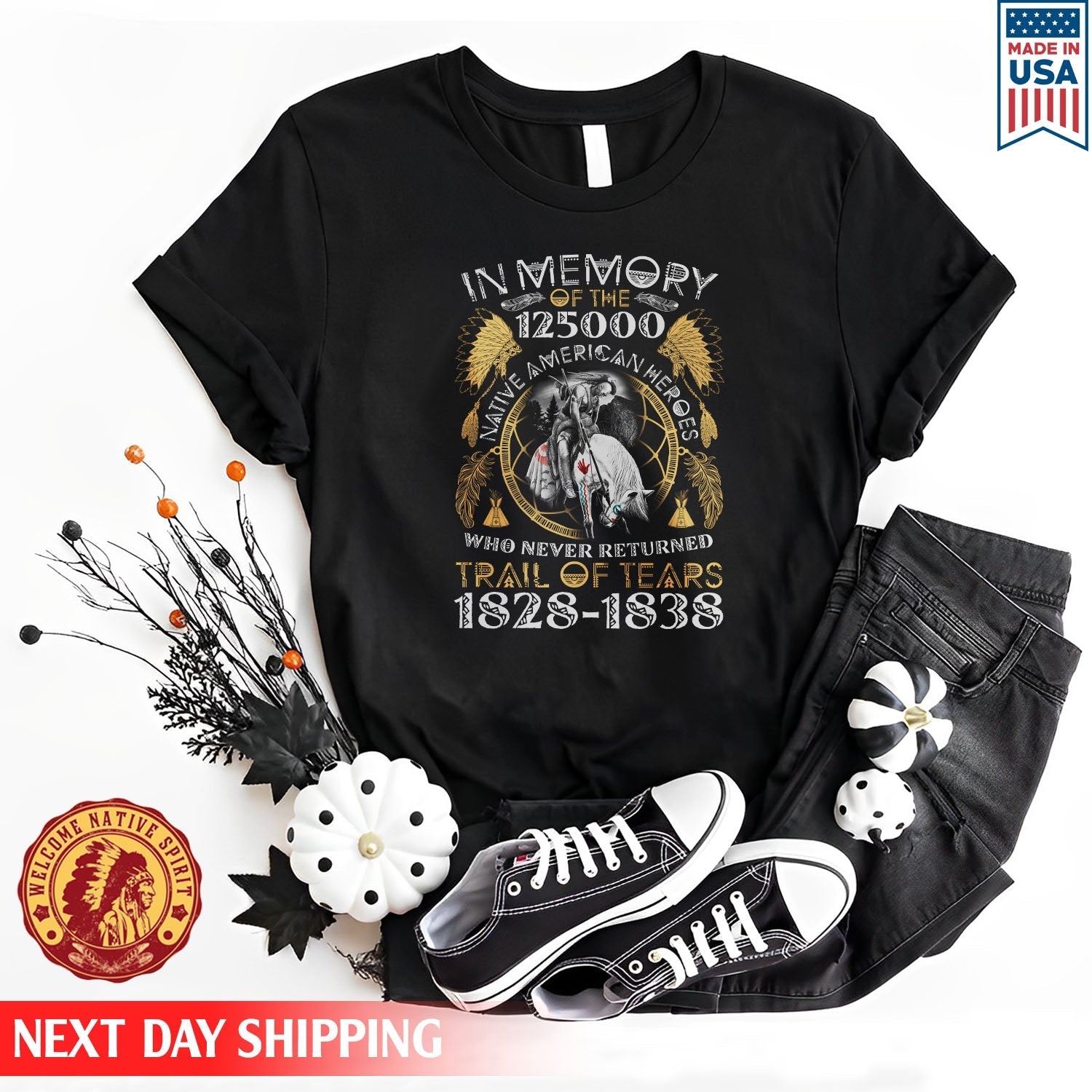 Trail Of Tears 125000 Native American Chief Hat Man Ride Horse Unisex T-shirt/Hoodie/Sweatshirt