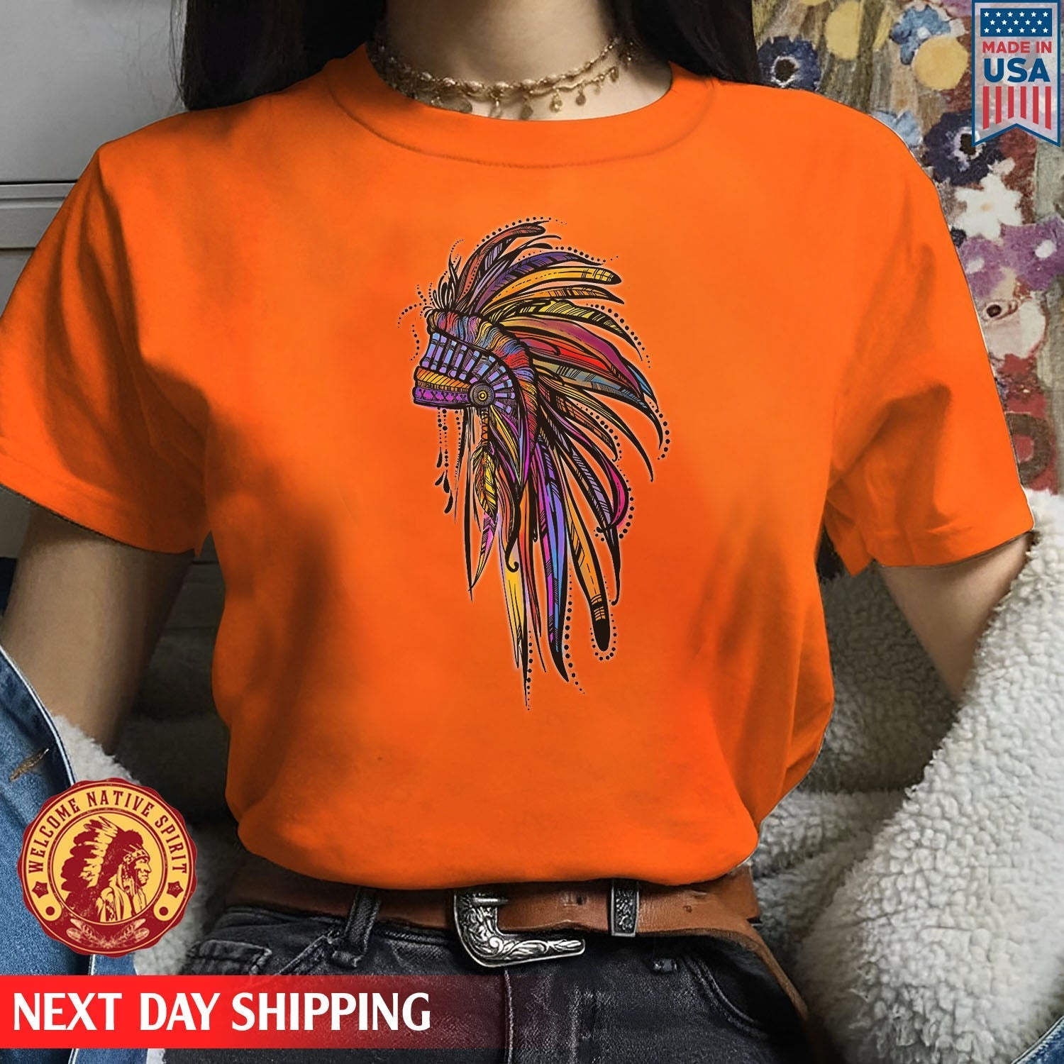 Native American Feather Headdress Unisex T-shirt/Hoodie/Sweatshirt