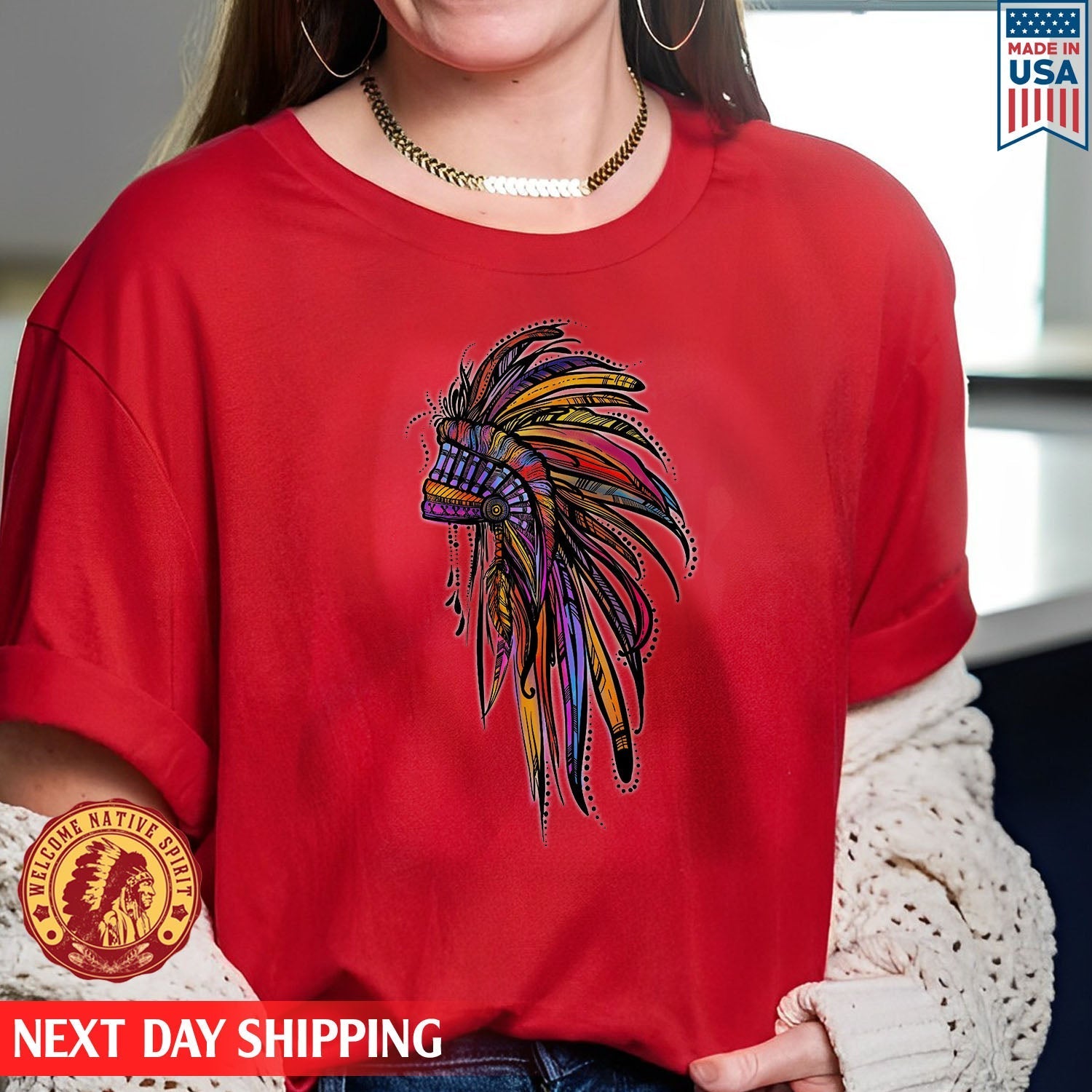 Native American Feather Headdress Unisex T-shirt/Hoodie/Sweatshirt