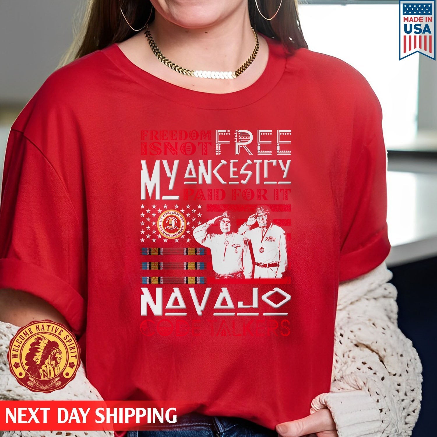 Native American Freedom I Not Free My Ancesiry Paid For It Navajo Code Talkers Native Unisex T-shirt/Hoodie/Sweatshirt