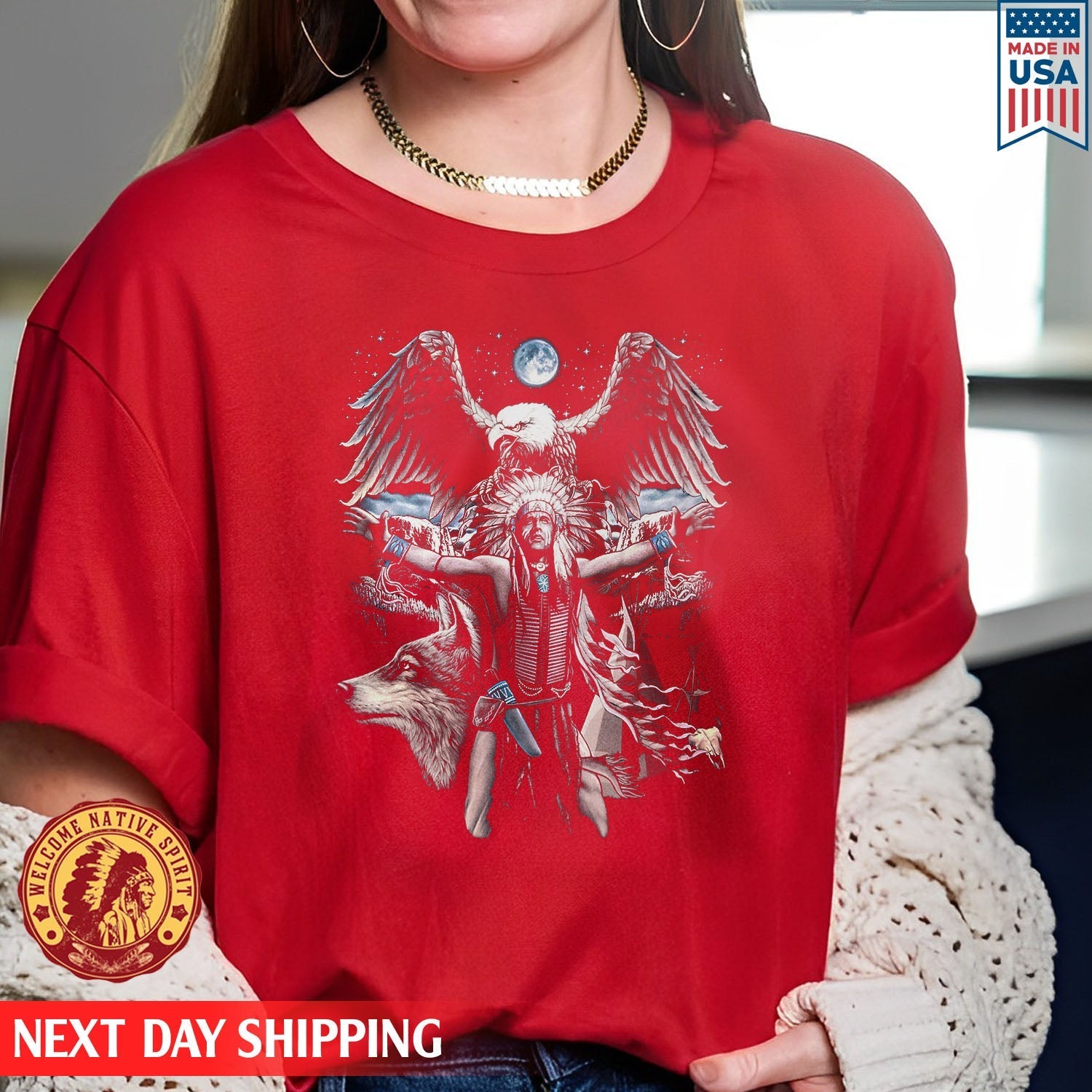 Native American Soul Wolf And Eagle Native Unisex T-shirt/Hoodie/Sweatshirt