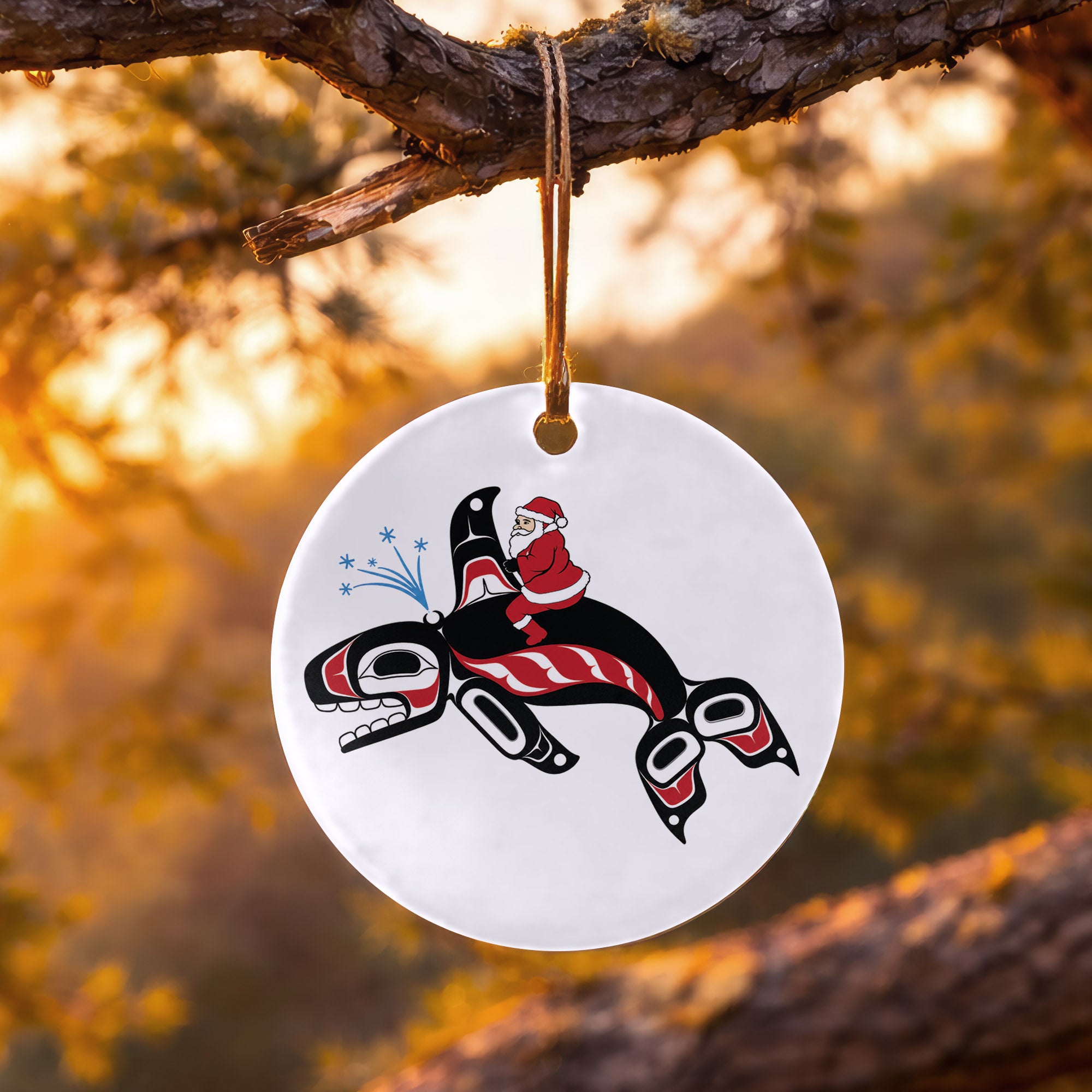 Orca Santa Native Tribal Ceramic Ornament - Indigenous Art Decor