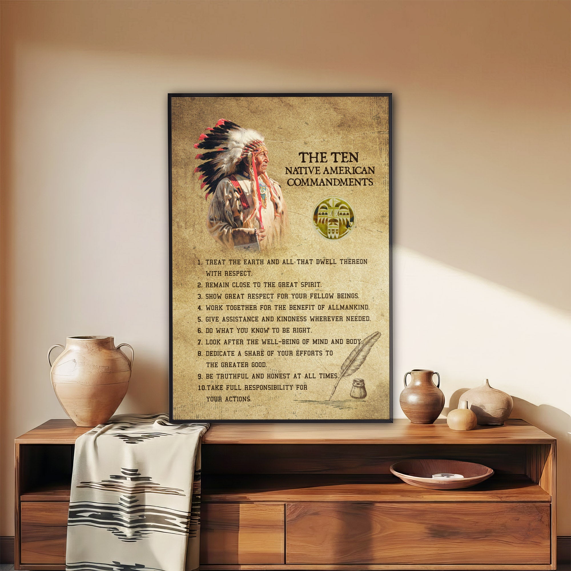 The Ten Native American Commandments Of Chief Poster