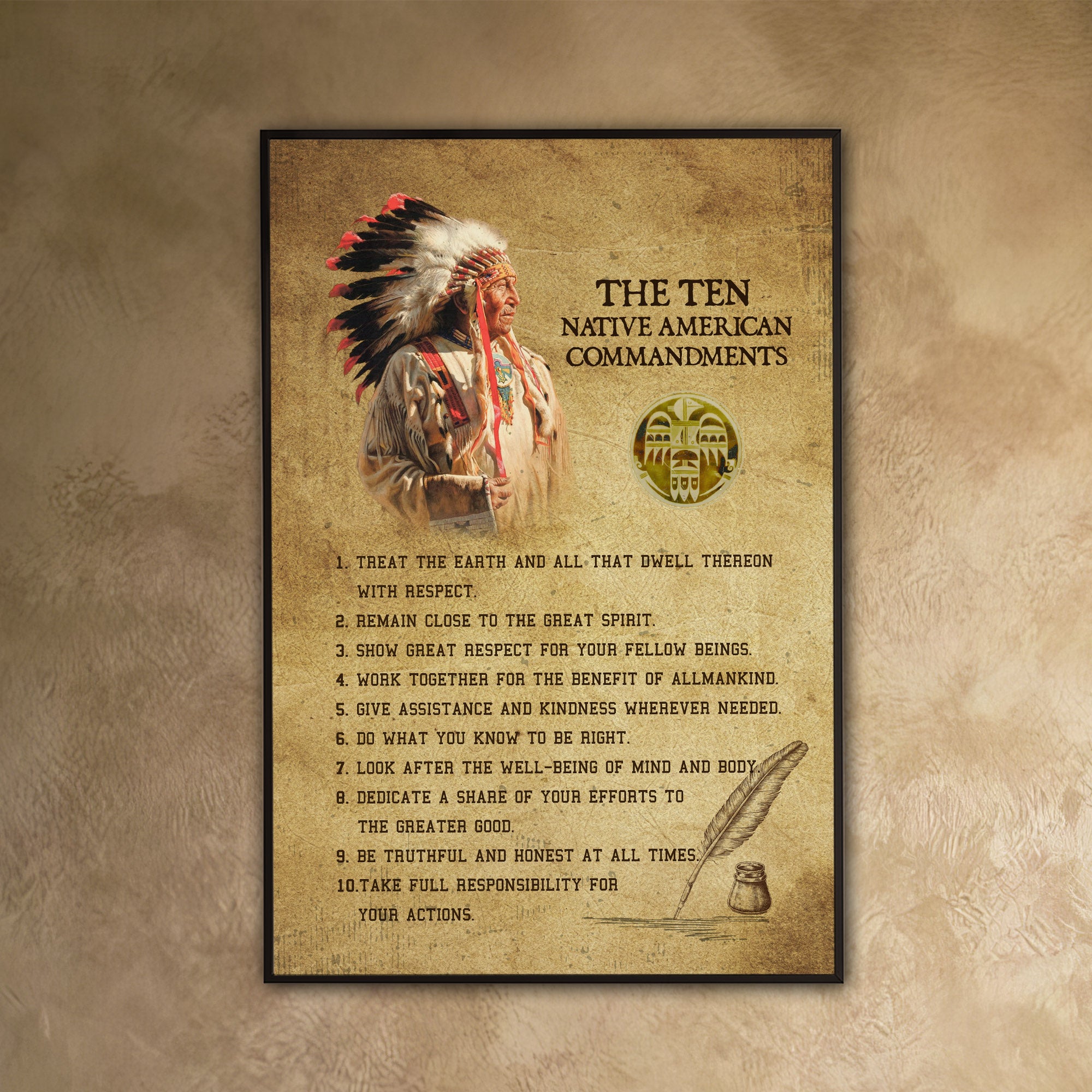 The Ten Native American Commandments Of Chief Poster