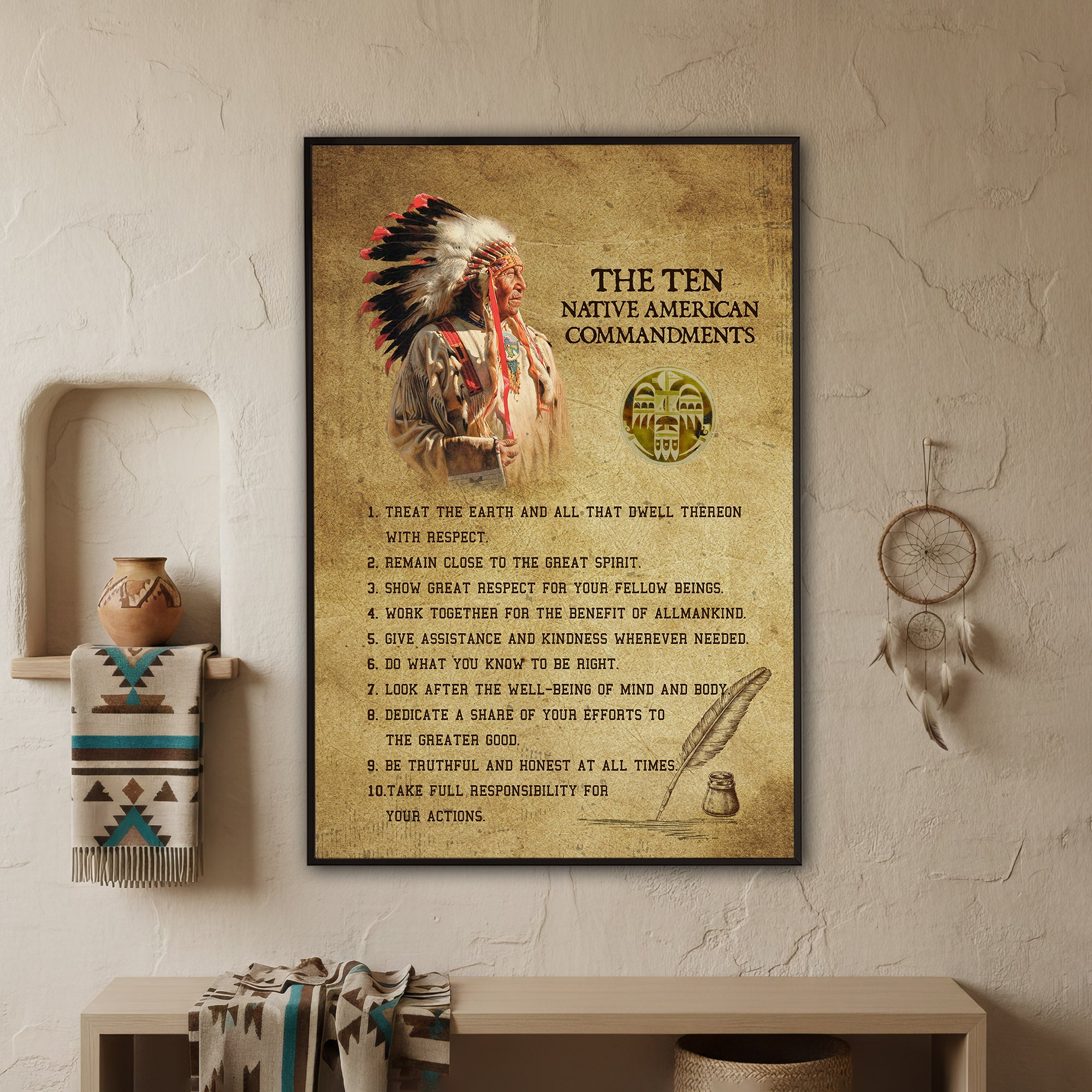 The Ten Native American Commandments Of Chief Poster