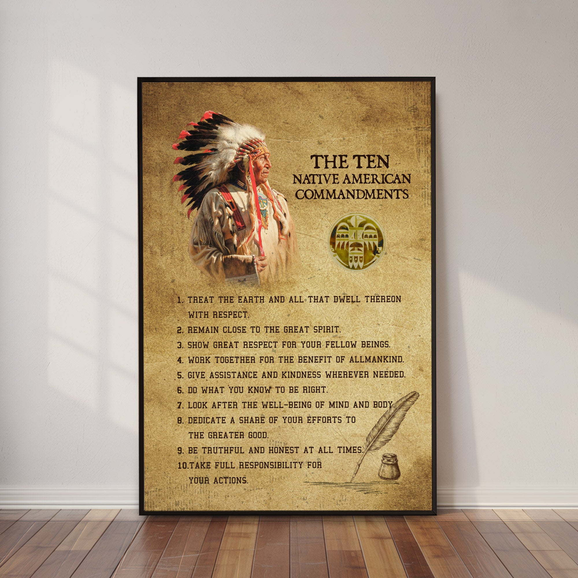 The Ten Native American Commandments Of Chief Poster