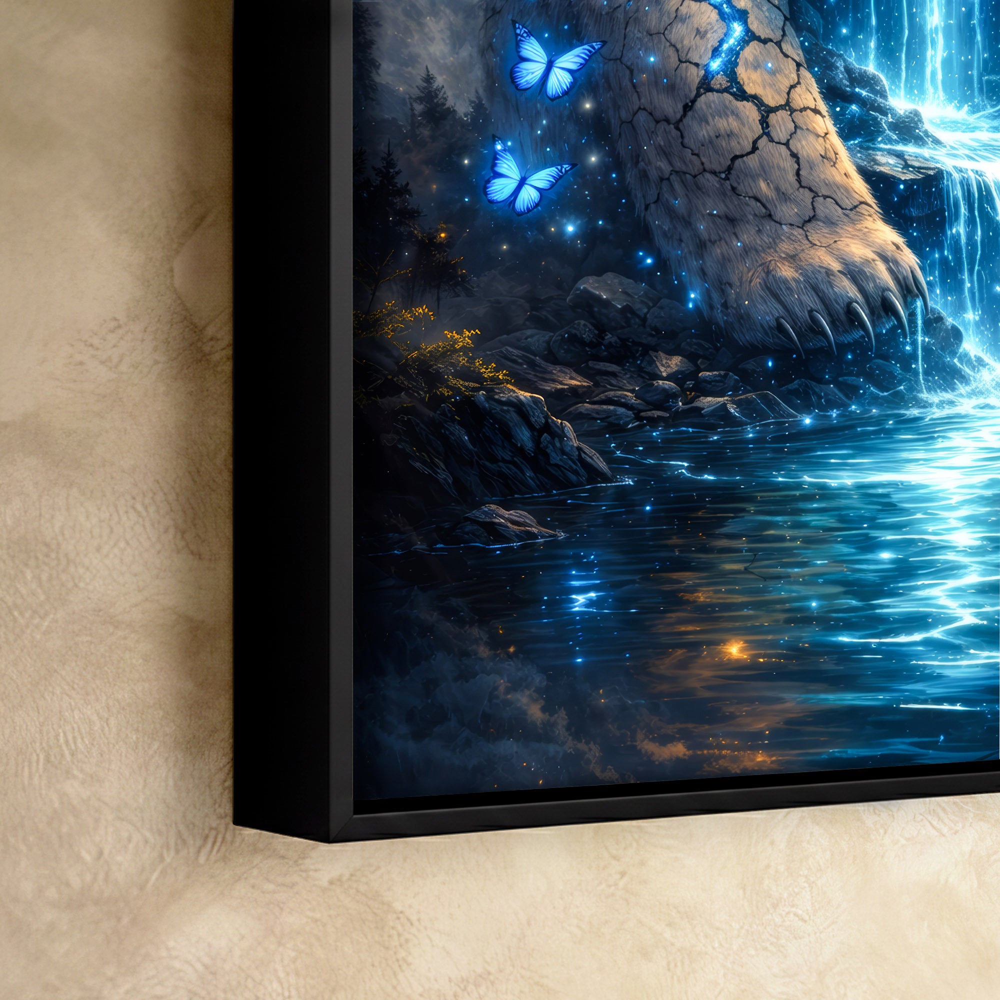 Whispers of the Spirit Bear Native American Dreamscape Mystic Waterfall & Sacred Bonds Poster/Canvas