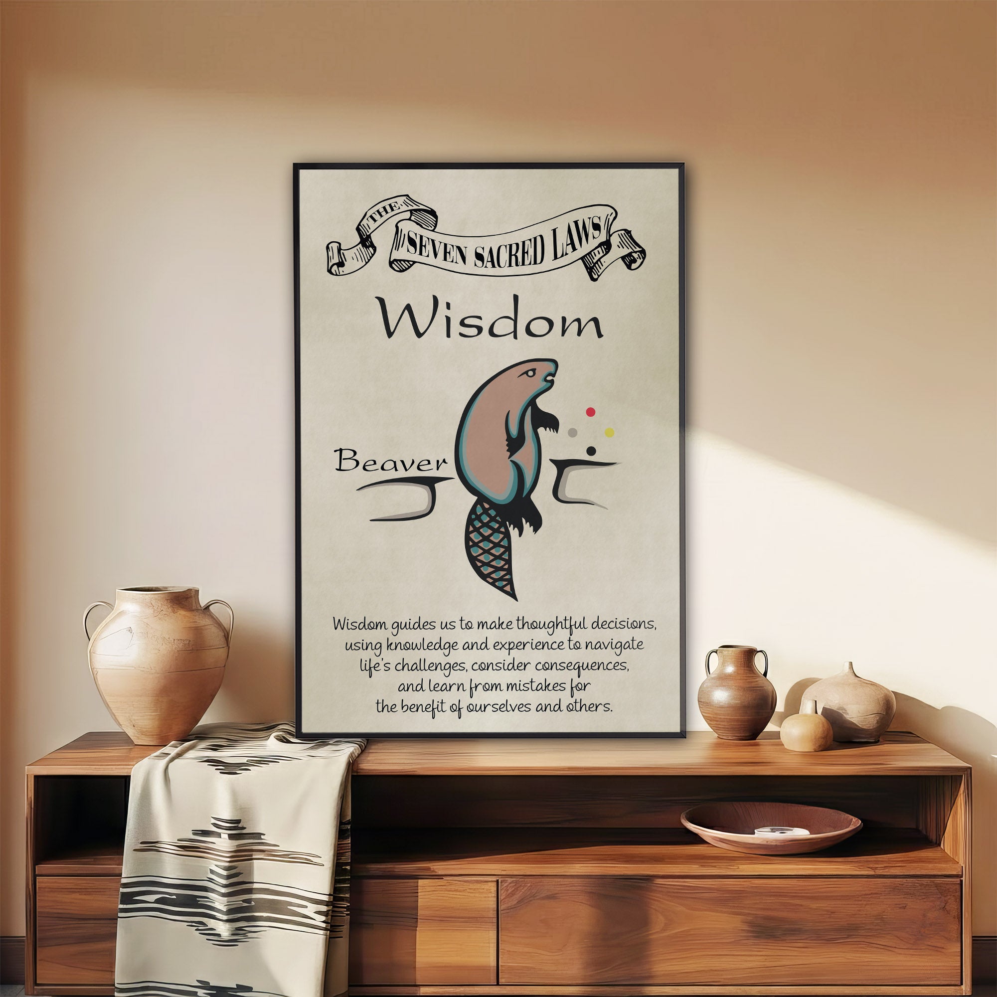 Wisdom – Seven Sacred Laws Native American Spiritual Teaching Wall Art Poster/ Canvas