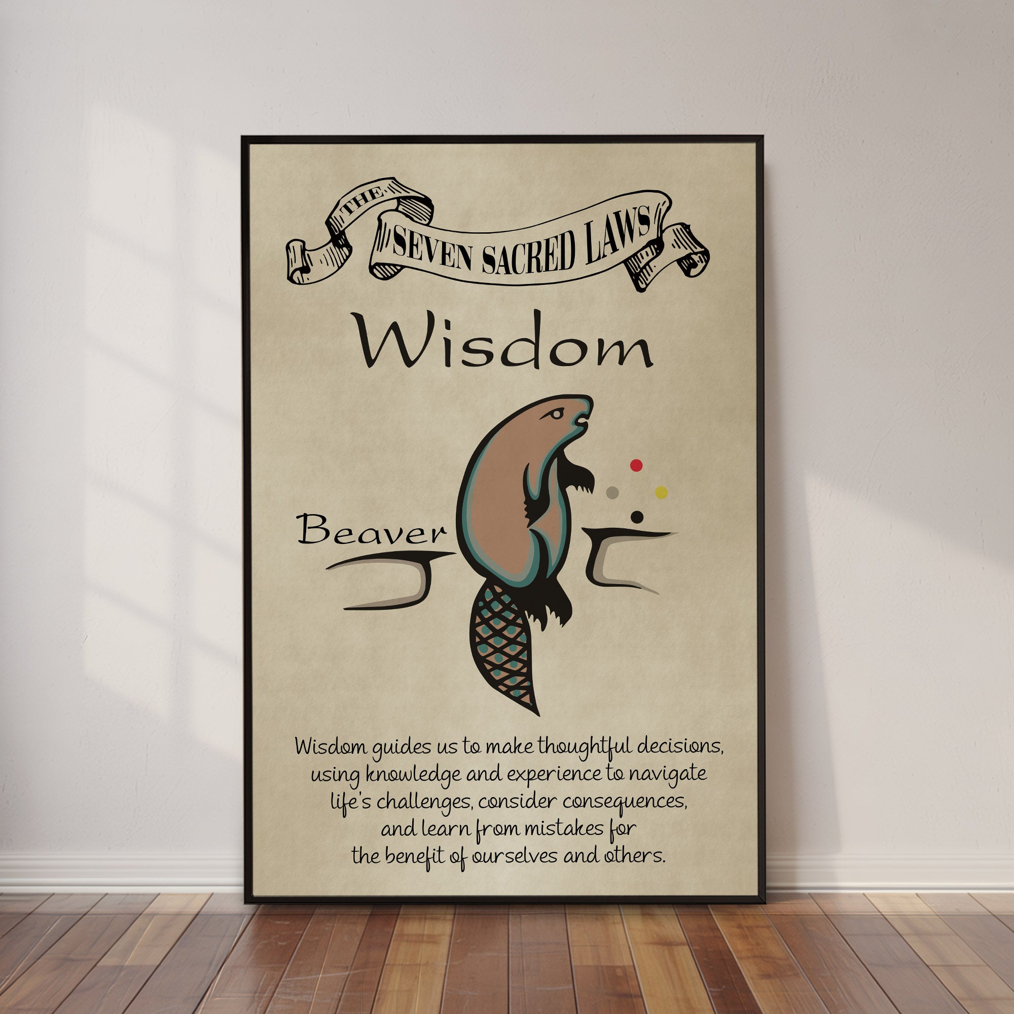 Wisdom – Seven Sacred Laws Native American Spiritual Teaching Wall Art Poster/ Canvas