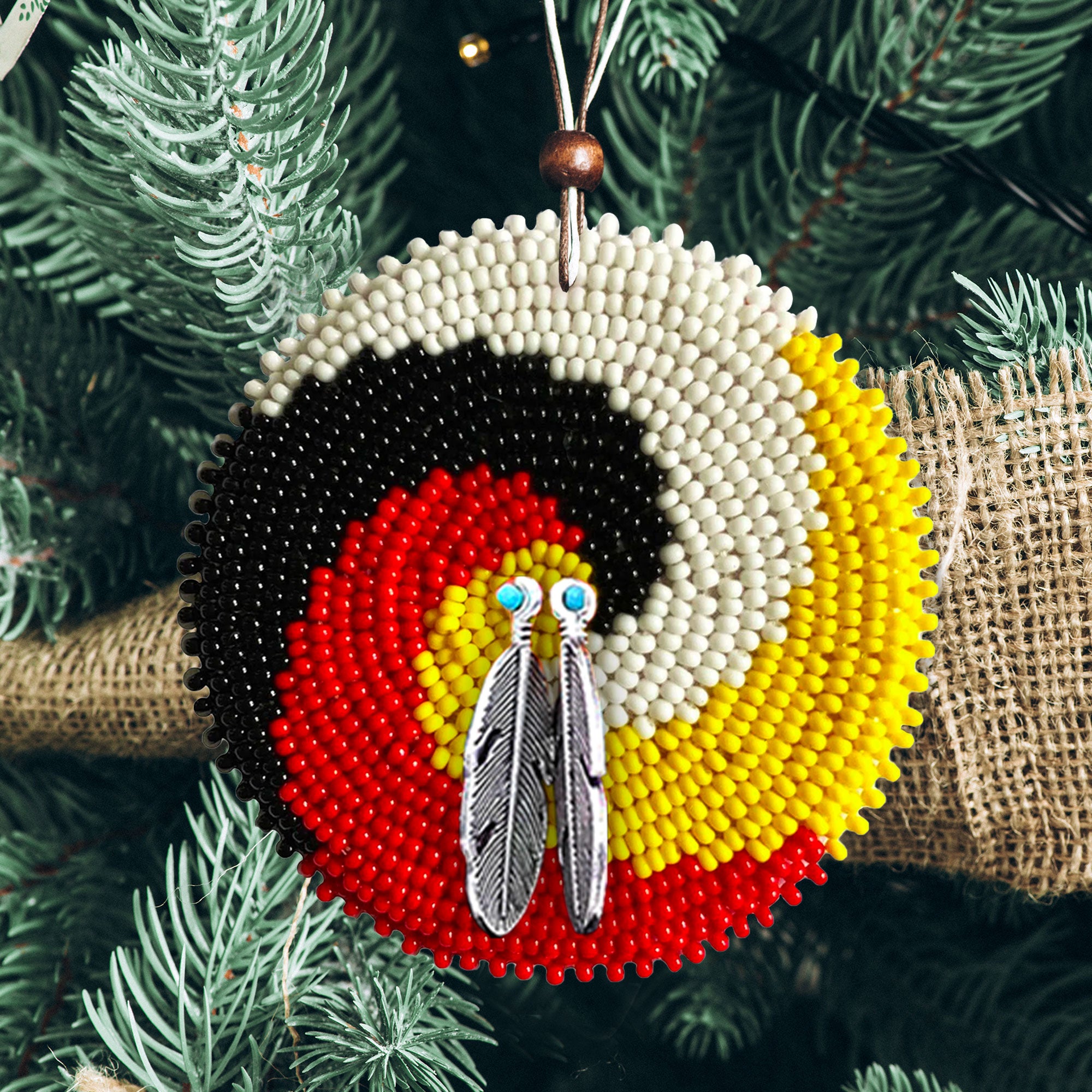 SALE 50% OFF - Swirl Four Directions Beaded Patch Necklace Pendant