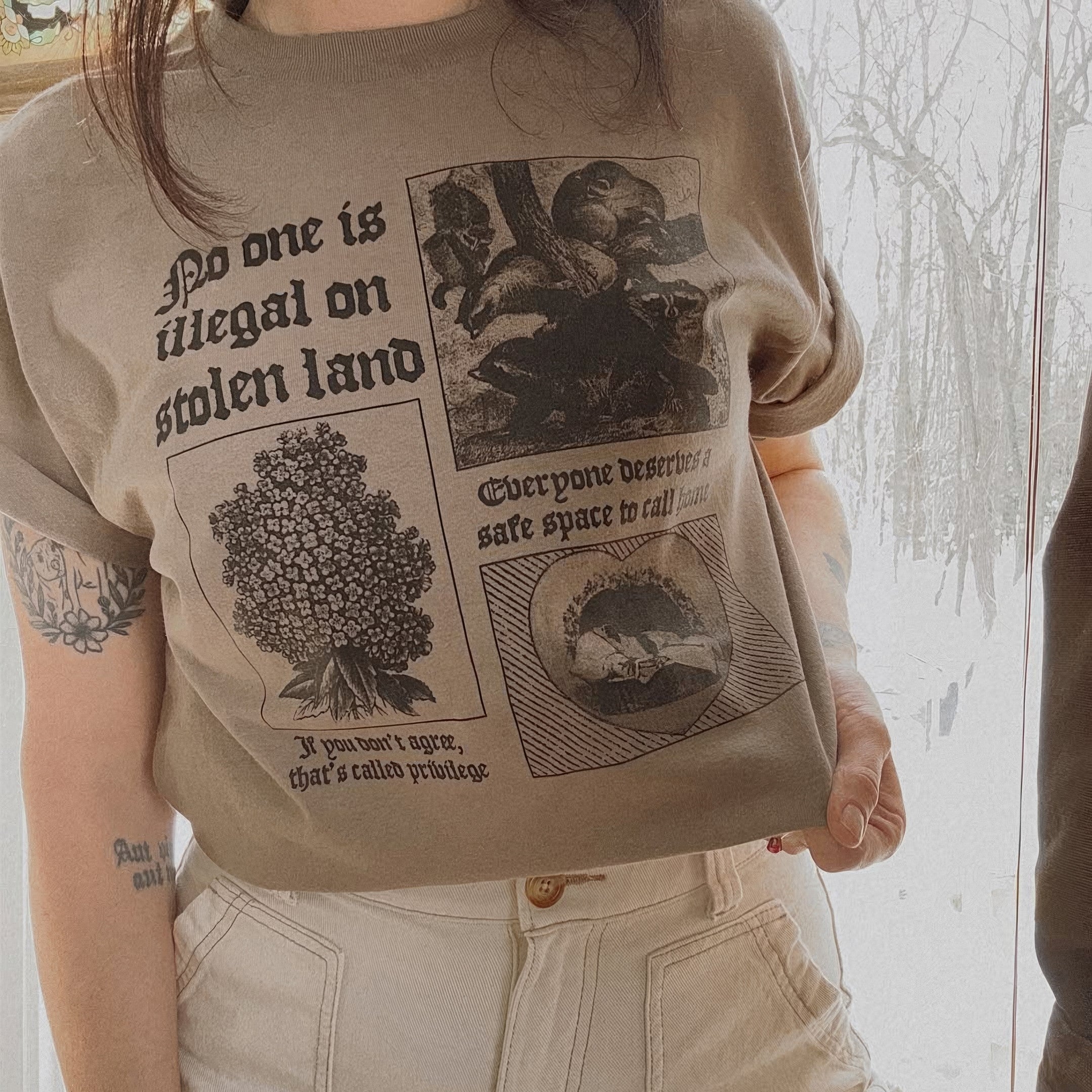 No One Is Illegal On Stolen Land Unisex T-Shirt/T-Shirt V-Neck/Hoodie/Sweatshirt – For Social Justice Advocates