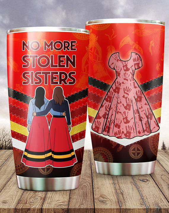 No More Stolen Sister Red Dresses Native American Tumbler Stainless Steel Drinking Cup