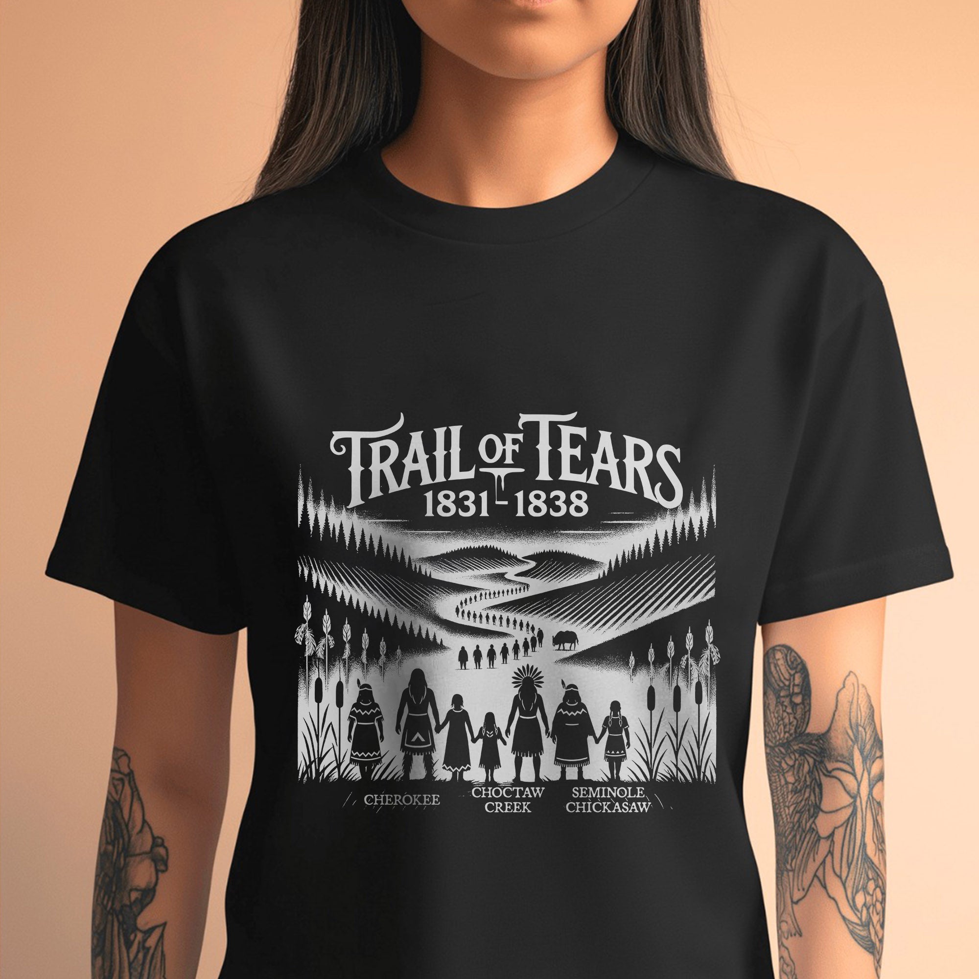 Native Heritage Trail of Tears 5 Tribes - Unisex T-Shirt/T-Shirt V-Neck/Hoodie/Sweatshirt