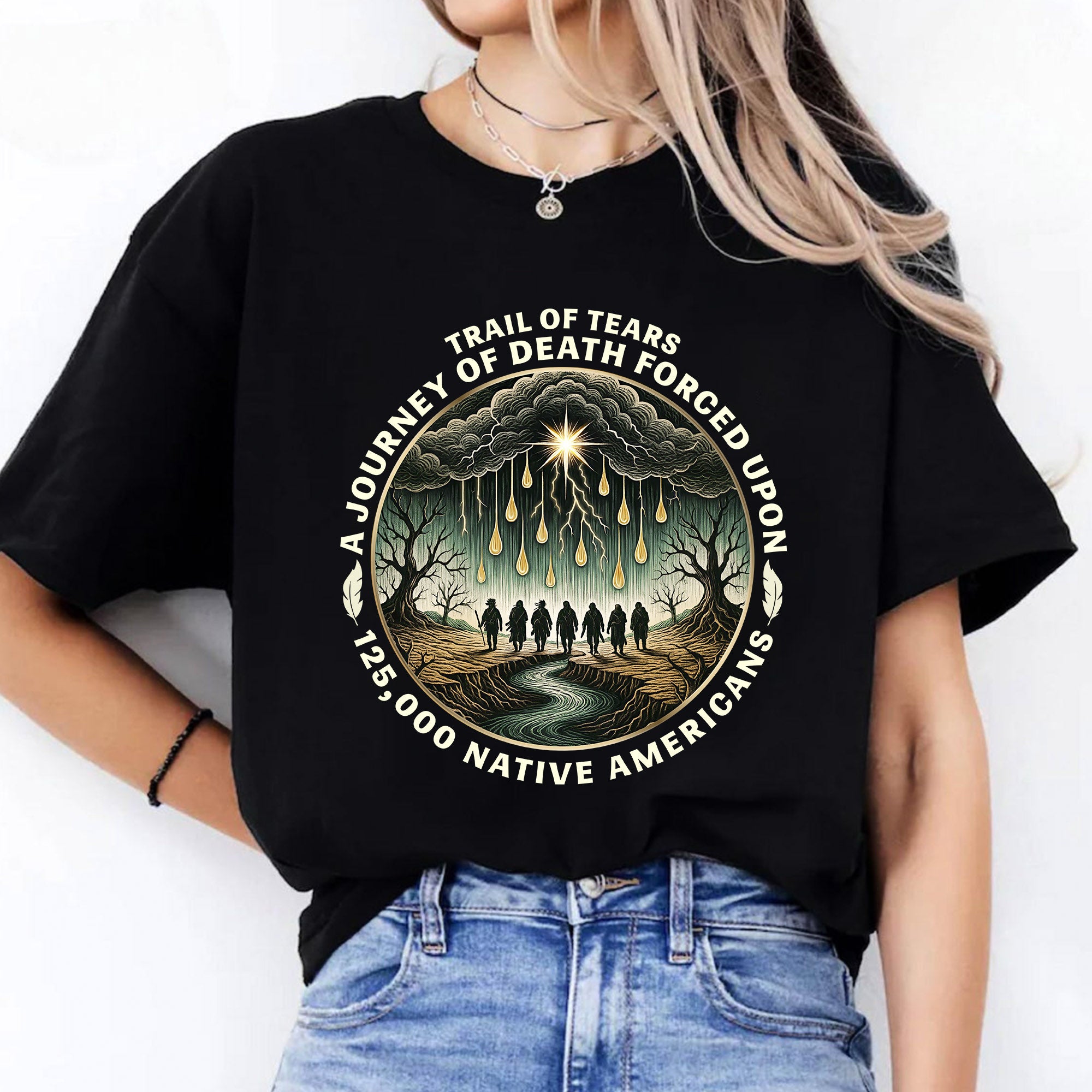 Trail of Tears Forced Journey Native American Tribute - Unisex T-Shirt/T-Shirt V-Neck/Hoodie/Sweatshirt