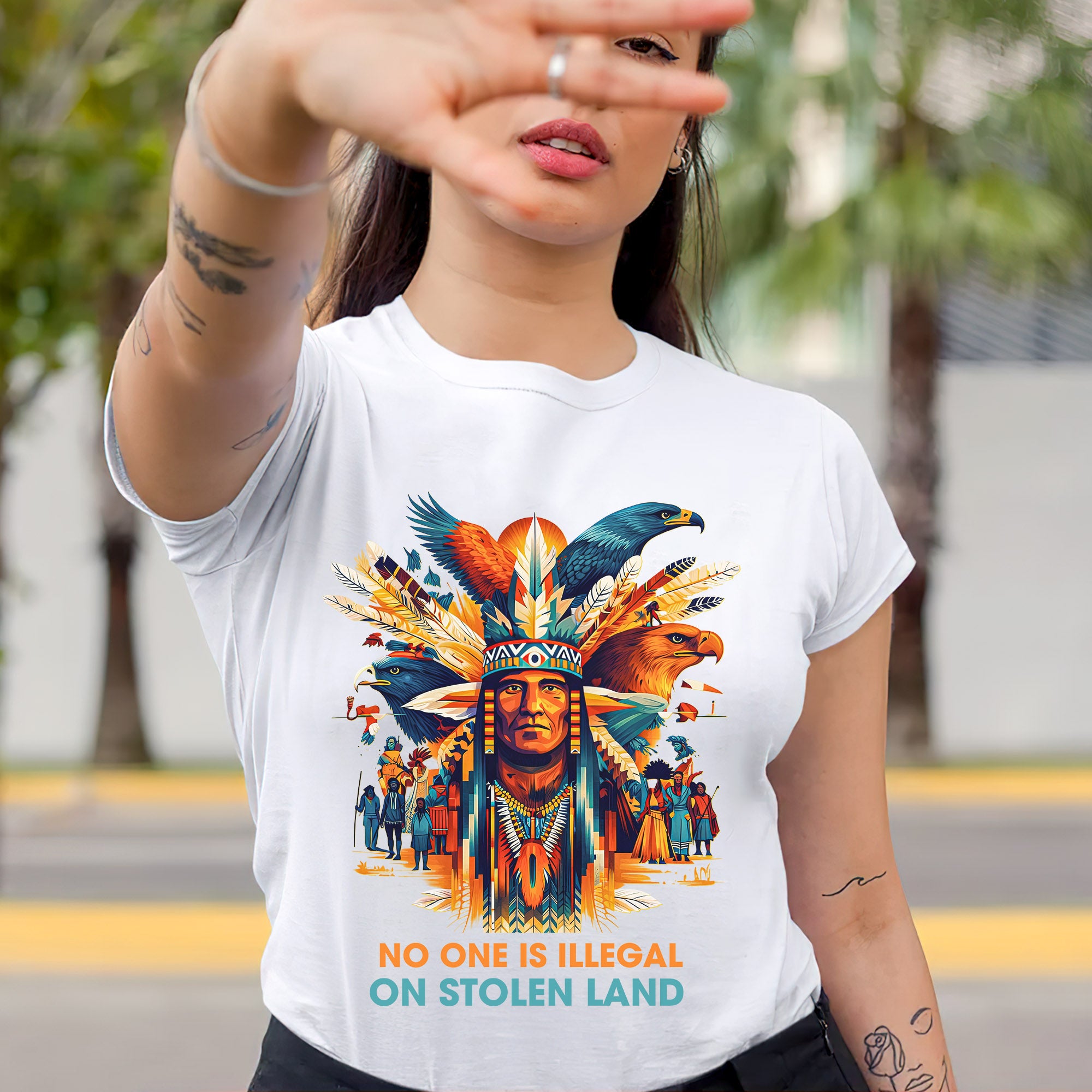 No One Is Illegal on Stolen Land Unisex T-shirt/V-neck T-shirt/Hoodie/Sweatshirt N327