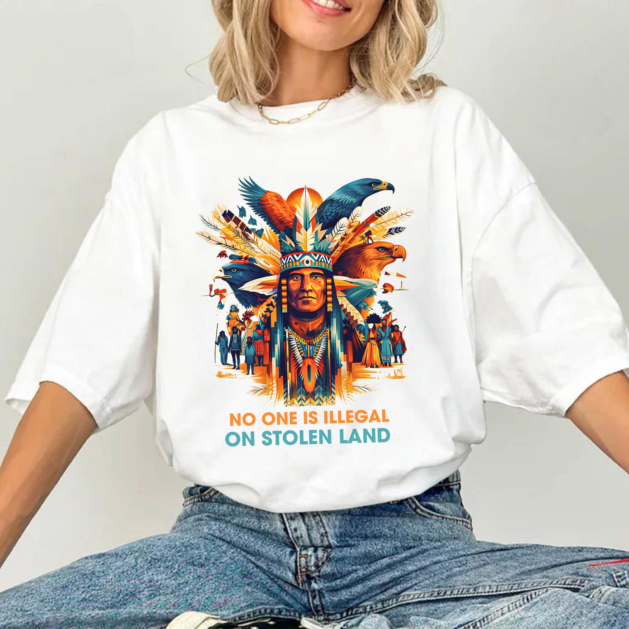 No One Is Illegal on Stolen Land Unisex T-shirt/V-neck T-shirt/Hoodie/Sweatshirt N327