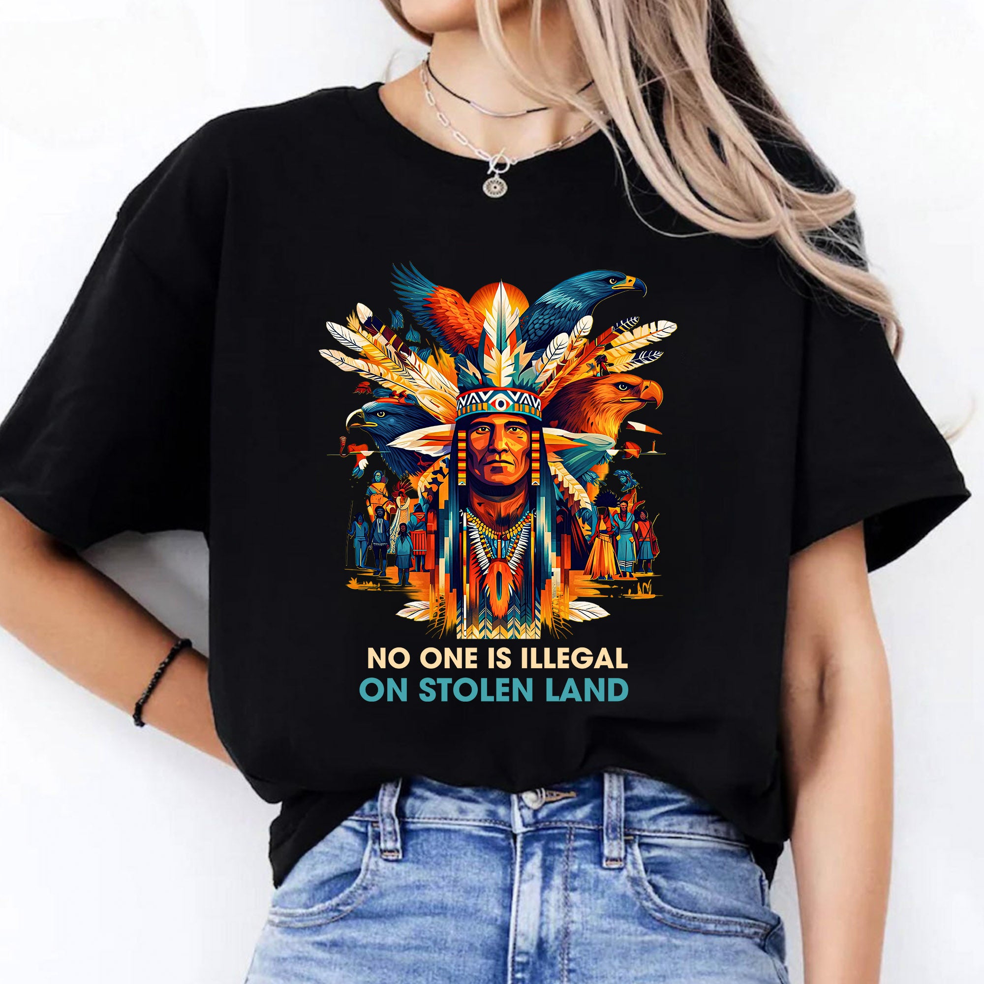 No One Is Illegal on Stolen Land Unisex T-shirt/V-neck T-shirt/Hoodie/Sweatshirt N327