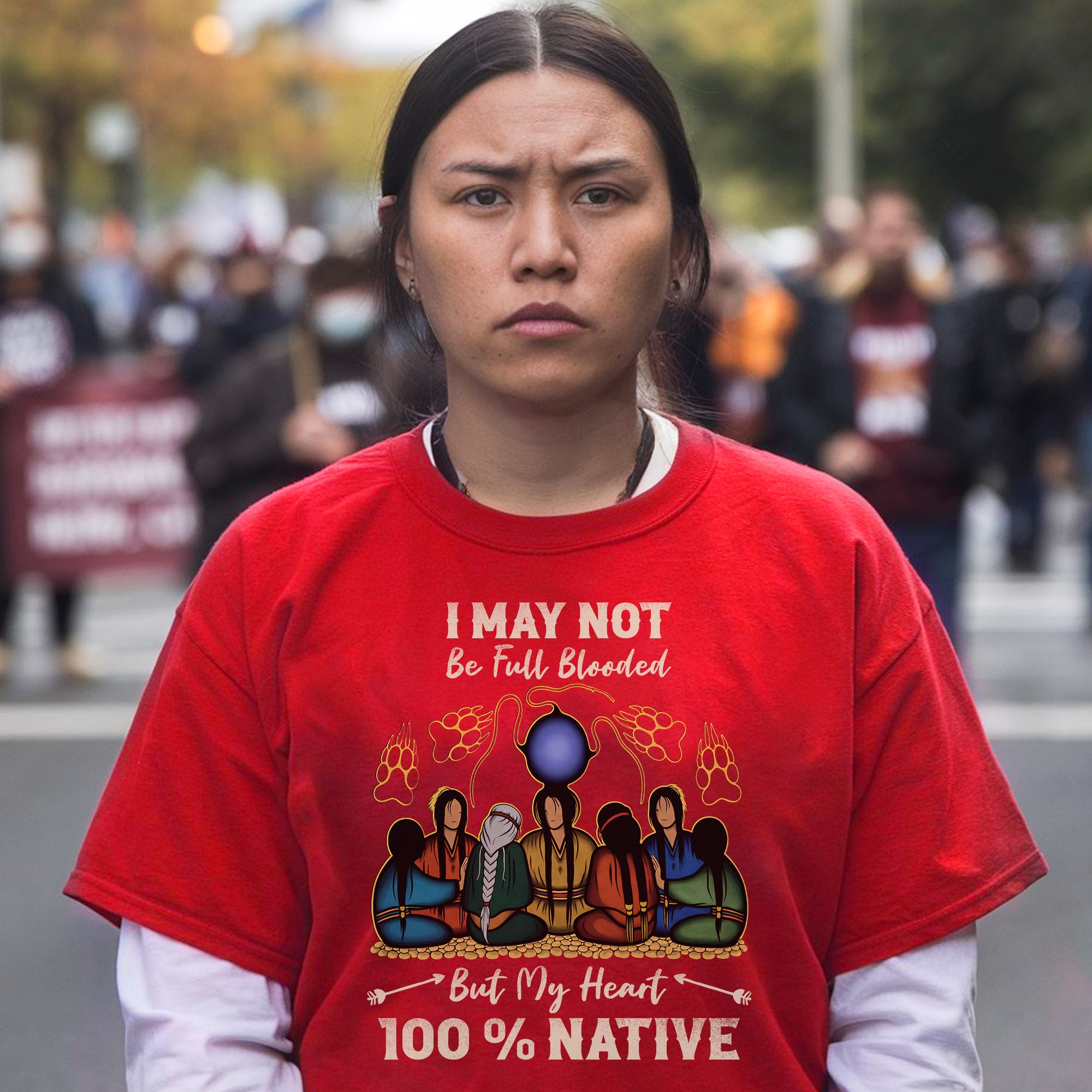 Native Heart 100% - I May Not Be Full Blooded Unisex T-shirt/T-shirt V-Neck/Hoodie/Sweatshirt