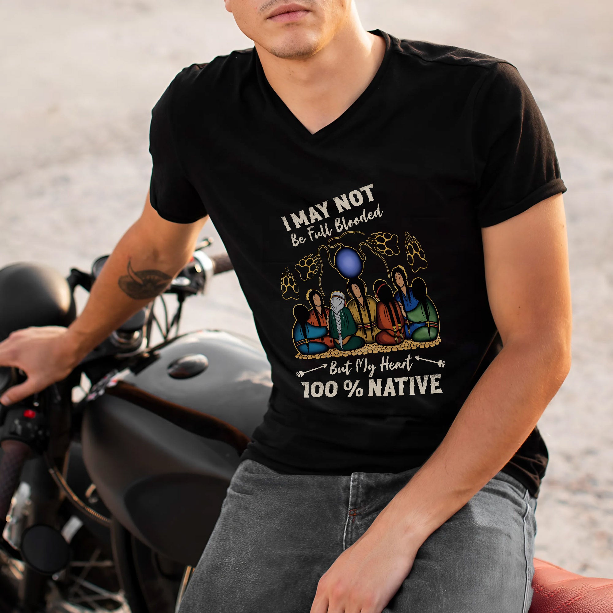 Native Heart 100% - I May Not Be Full Blooded Unisex T-shirt/T-shirt V-Neck/Hoodie/Sweatshirt
