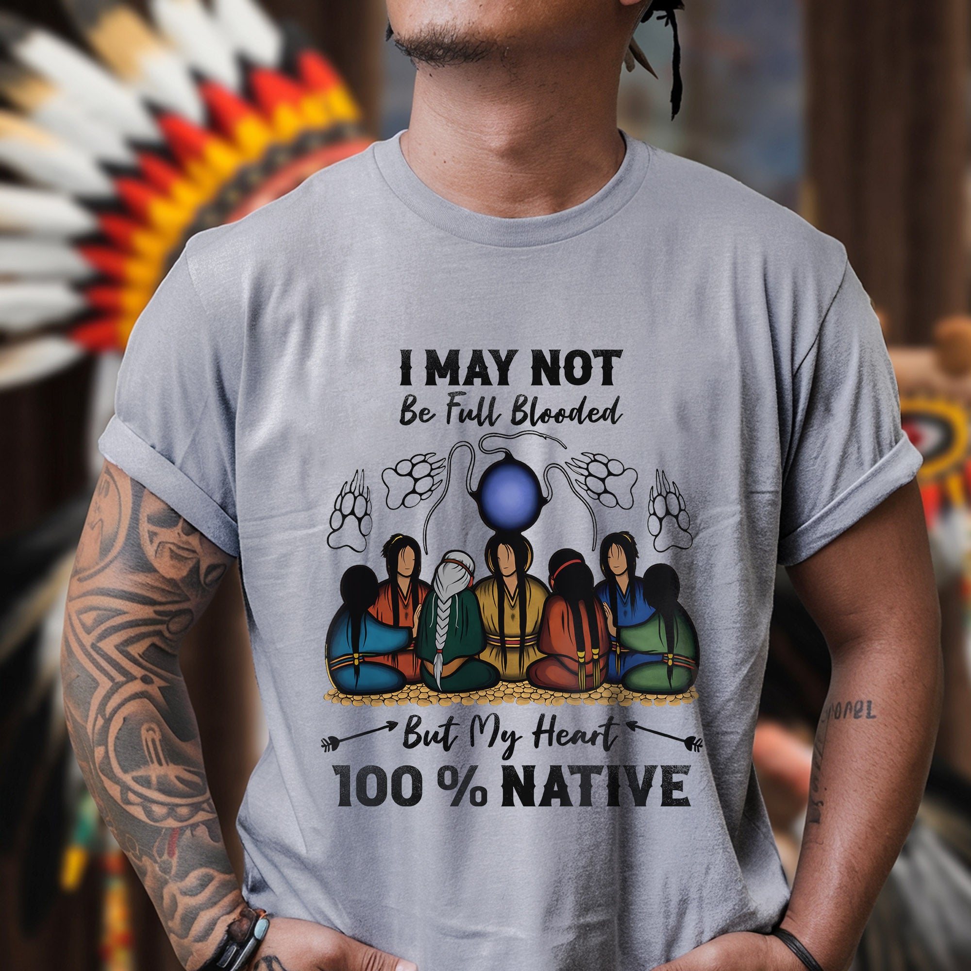 Native Heart 100% - I May Not Be Full Blooded Unisex T-shirt/T-shirt V-Neck/Hoodie/Sweatshirt
