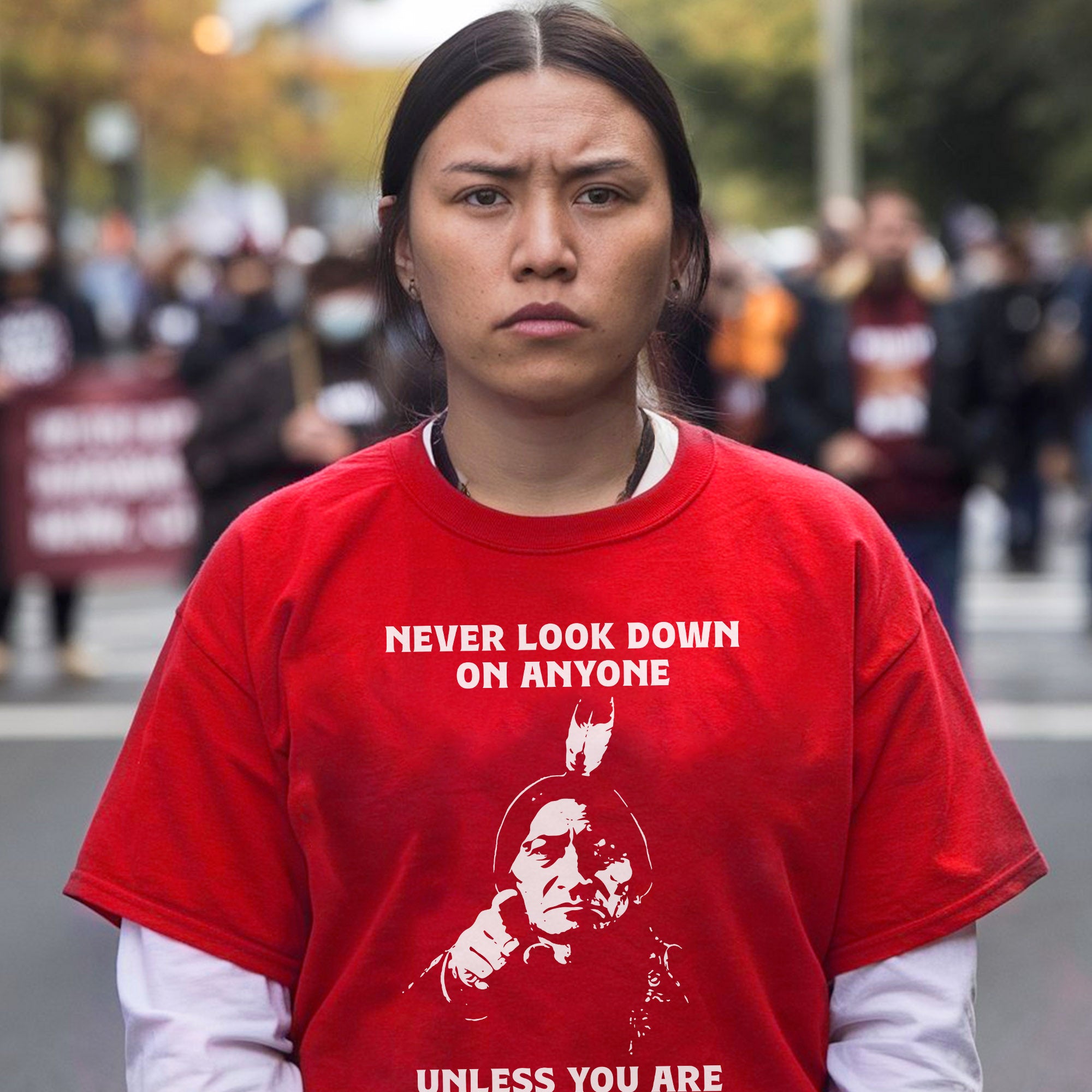 Never Look Down On Anyone Unless Helping Them Up Native American Unisex T-shirt/T-shirt V-Neck/Hoodie/Sweatshirt