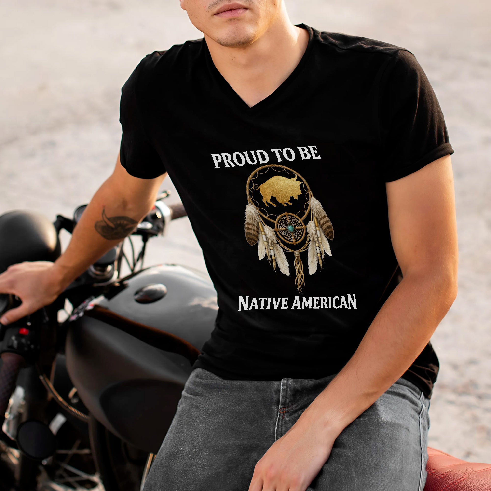 Proud To Be Native American Indigenous Pride, Dreamcatcher Buffalo Design Unisex T-shirt/T-shirt V-Neck/Hoodie/Sweatshirt
