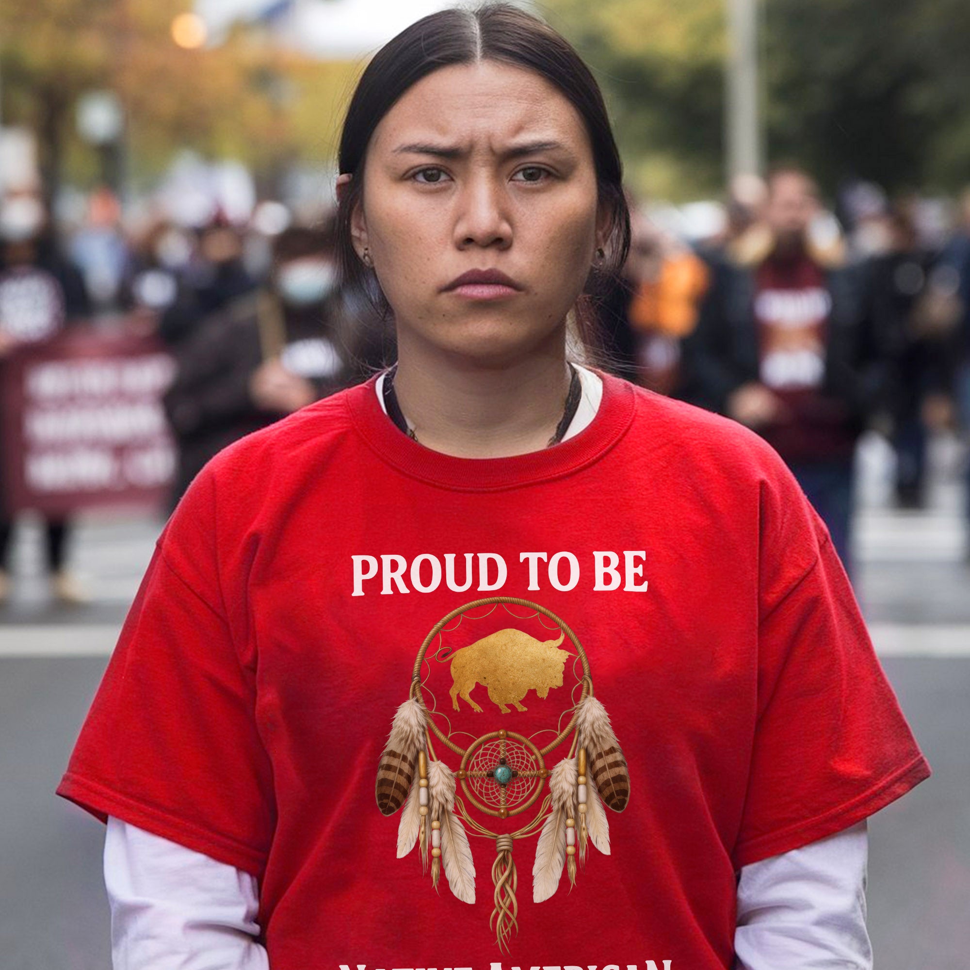 Proud To Be Native American Indigenous Pride, Dreamcatcher Buffalo Design Unisex T-shirt/T-shirt V-Neck/Hoodie/Sweatshirt