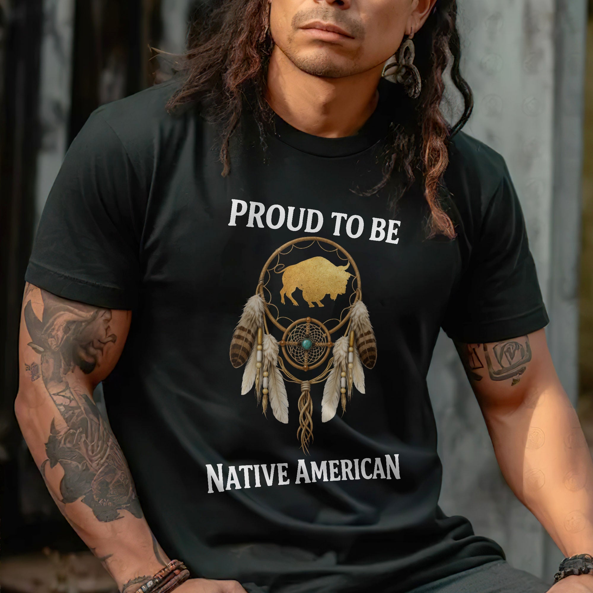Proud To Be Native American Indigenous Pride, Dreamcatcher Buffalo Design Unisex T-shirt/T-shirt V-Neck/Hoodie/Sweatshirt