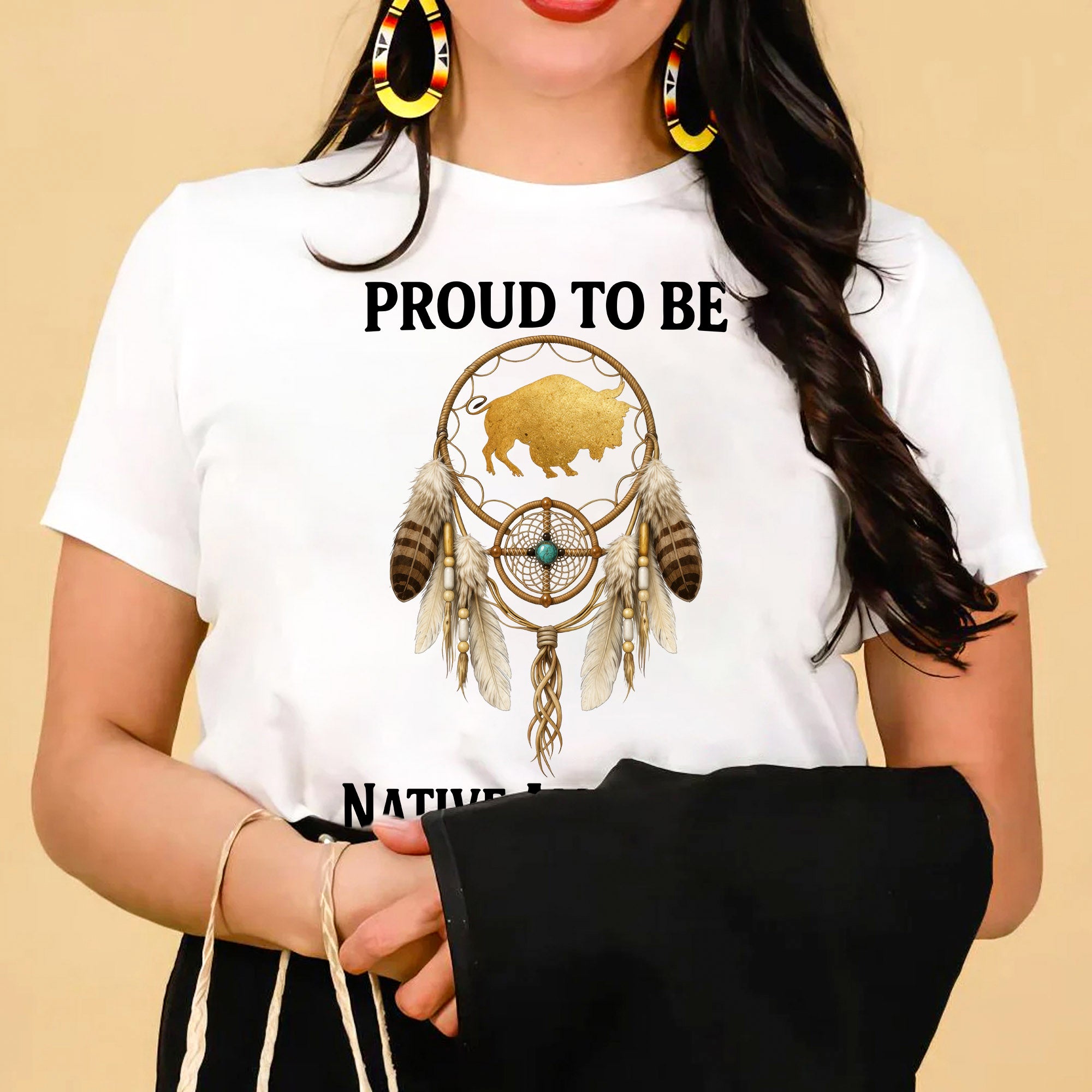 Proud To Be Native American Indigenous Pride, Dreamcatcher Buffalo Design Unisex T-shirt/T-shirt V-Neck/Hoodie/Sweatshirt