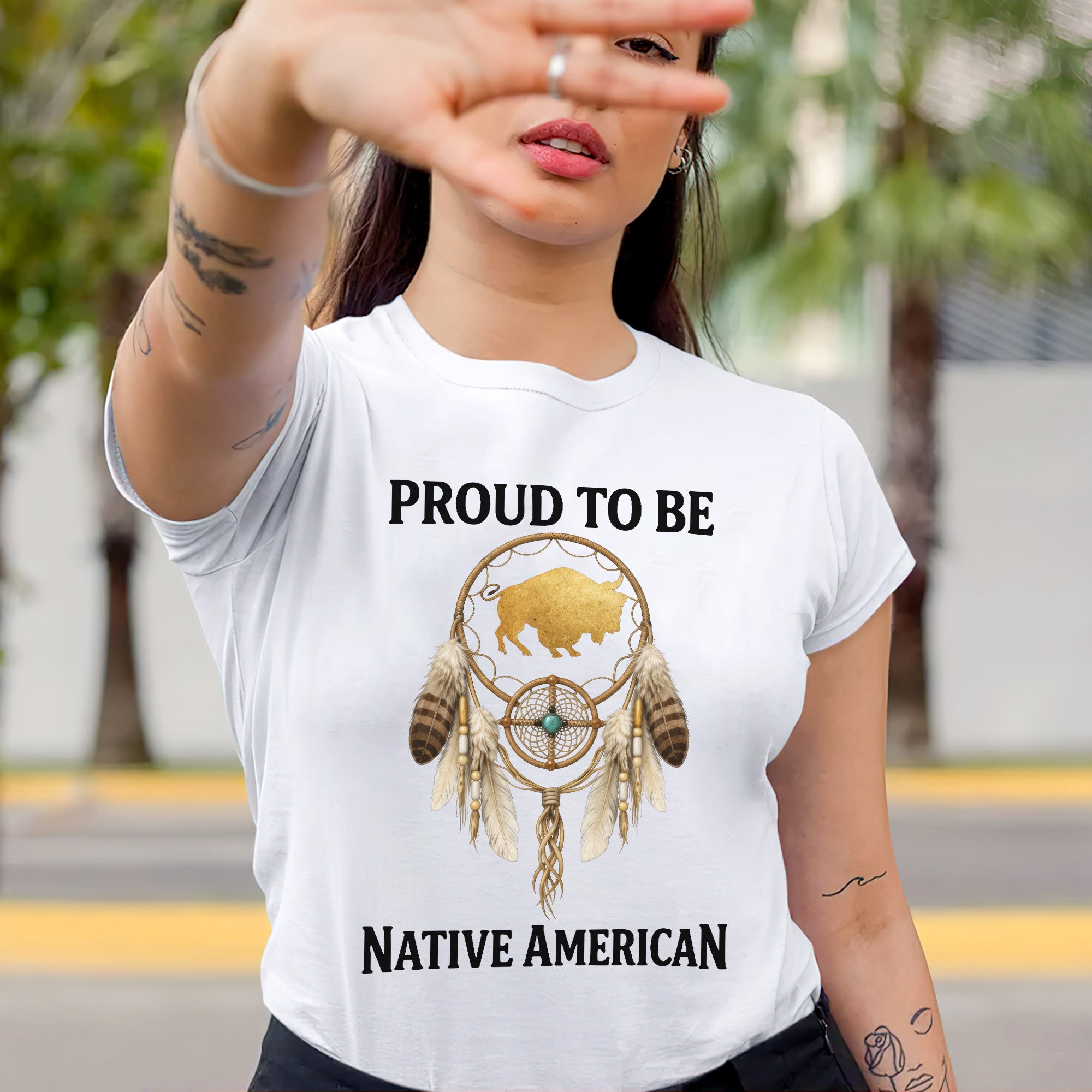 Proud To Be Native American Indigenous Pride, Dreamcatcher Buffalo Design Unisex T-shirt/T-shirt V-Neck/Hoodie/Sweatshirt