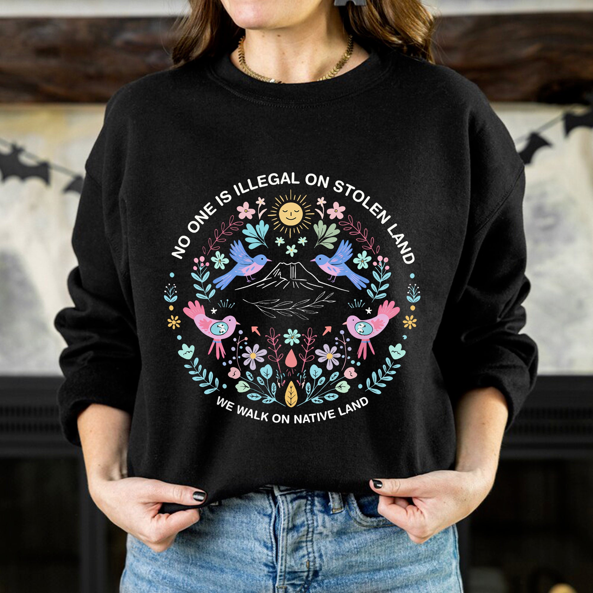 No One Is Illegal On Stolen Land. We Walk On Native Land 350 - One Side Unisex T-shirt/Hoodie/Sweatshirt