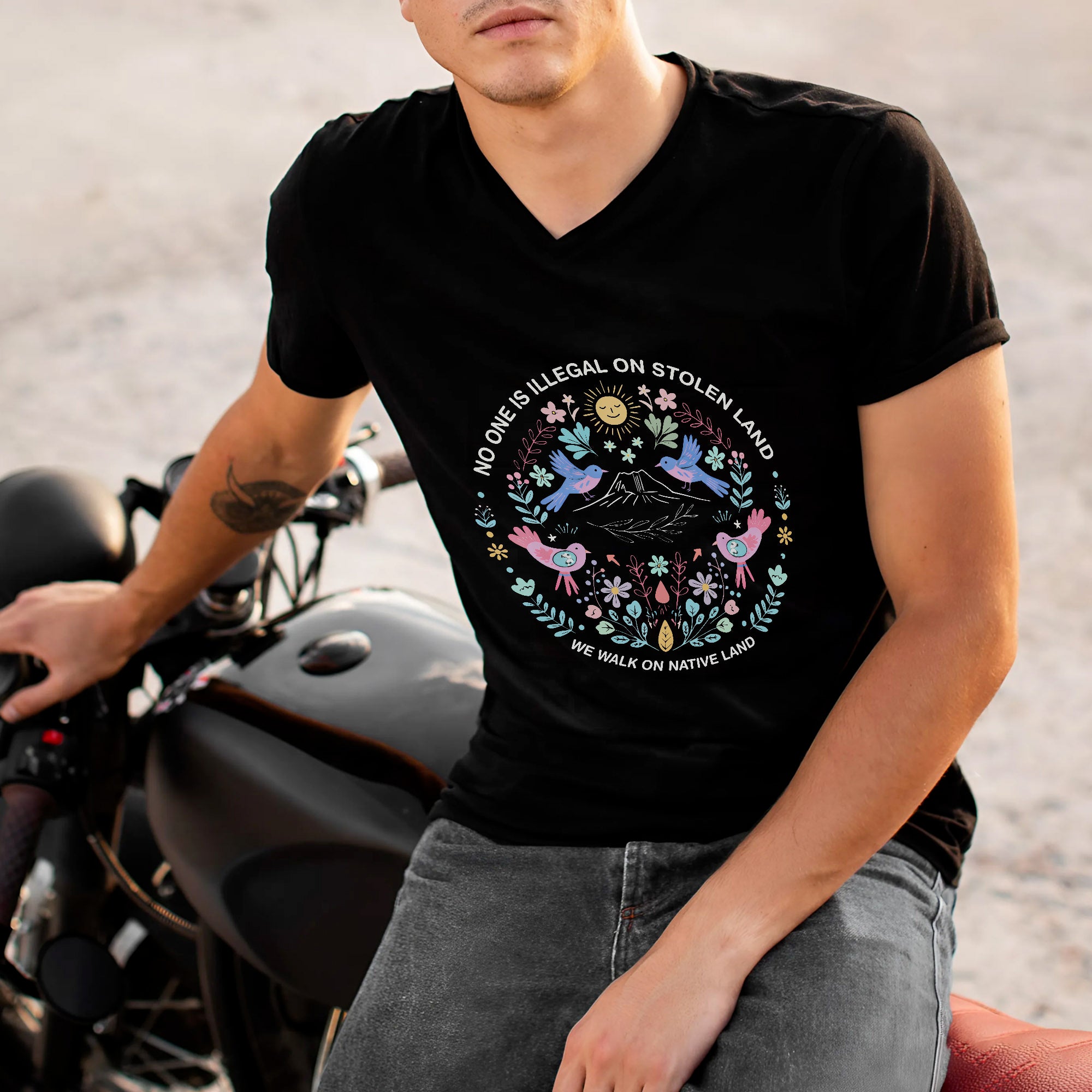 No One Is Illegal On Stolen Land. We Walk On Native Land 350 - One Side Unisex T-shirt/Hoodie/Sweatshirt