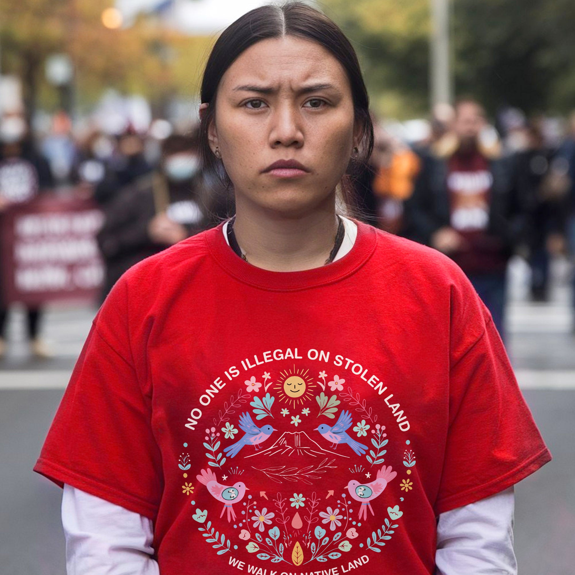 No One Is Illegal On Stolen Land. We Walk On Native Land 350 - One Side Unisex T-shirt/Hoodie/Sweatshirt