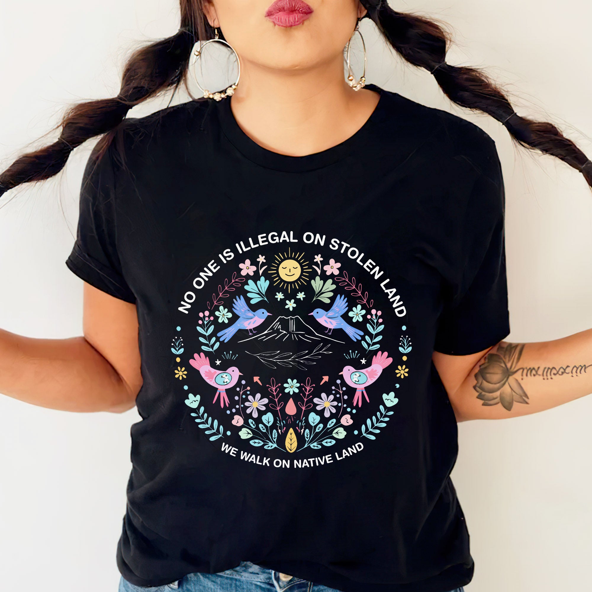 No One Is Illegal On Stolen Land. We Walk On Native Land 350 - One Side Unisex T-shirt/Hoodie/Sweatshirt