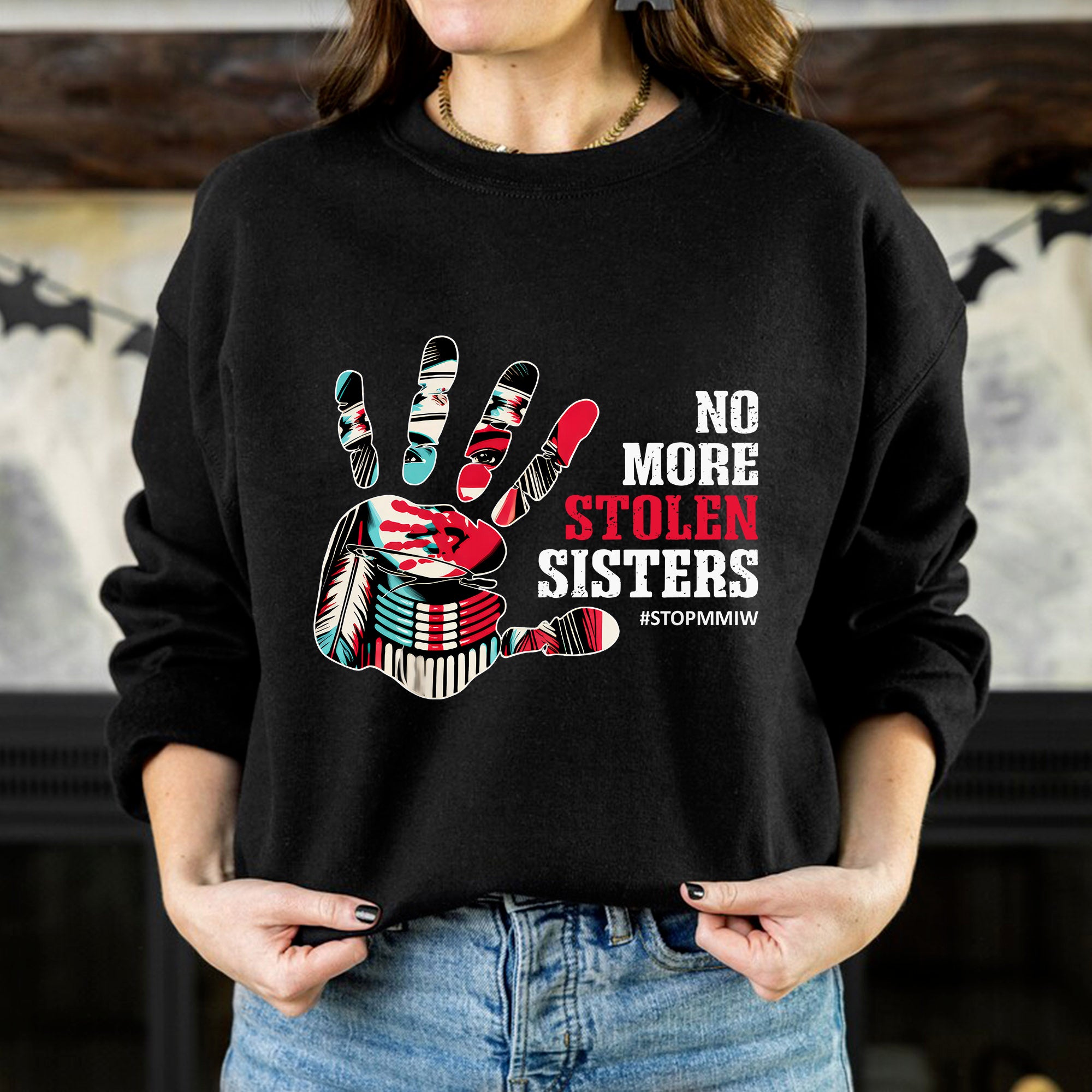 No More Stolen Sisters – MMIW Awareness, Native American Red Hand Print Unisex T-shirt/T-shirt V-Neck/Hoodie/Sweatshirt