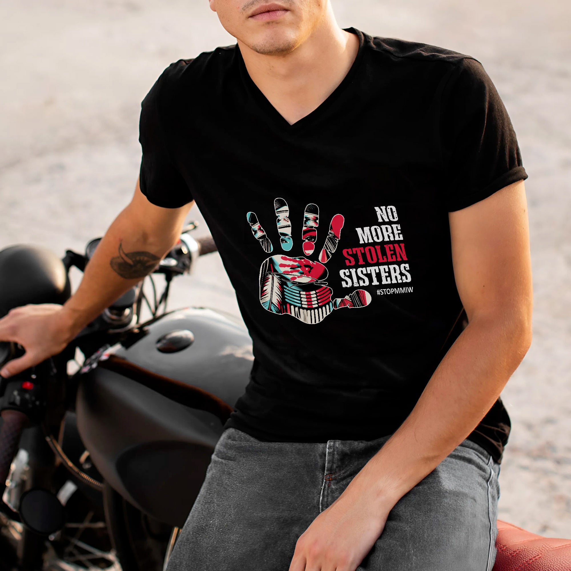 No More Stolen Sisters – MMIW Awareness, Native American Red Hand Print Unisex T-shirt/T-shirt V-Neck/Hoodie/Sweatshirt