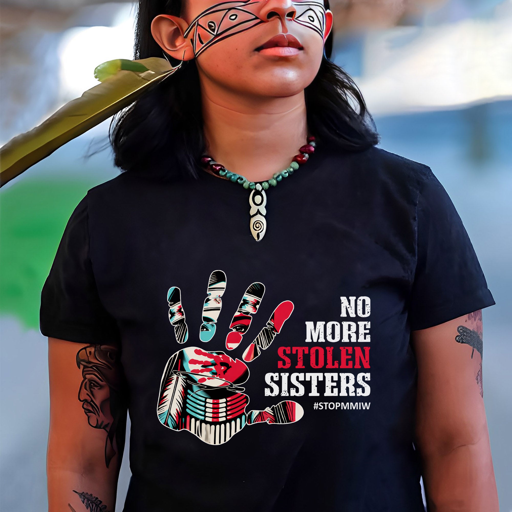 No More Stolen Sisters – MMIW Awareness, Native American Red Hand Print Unisex T-shirt/T-shirt V-Neck/Hoodie/Sweatshirt