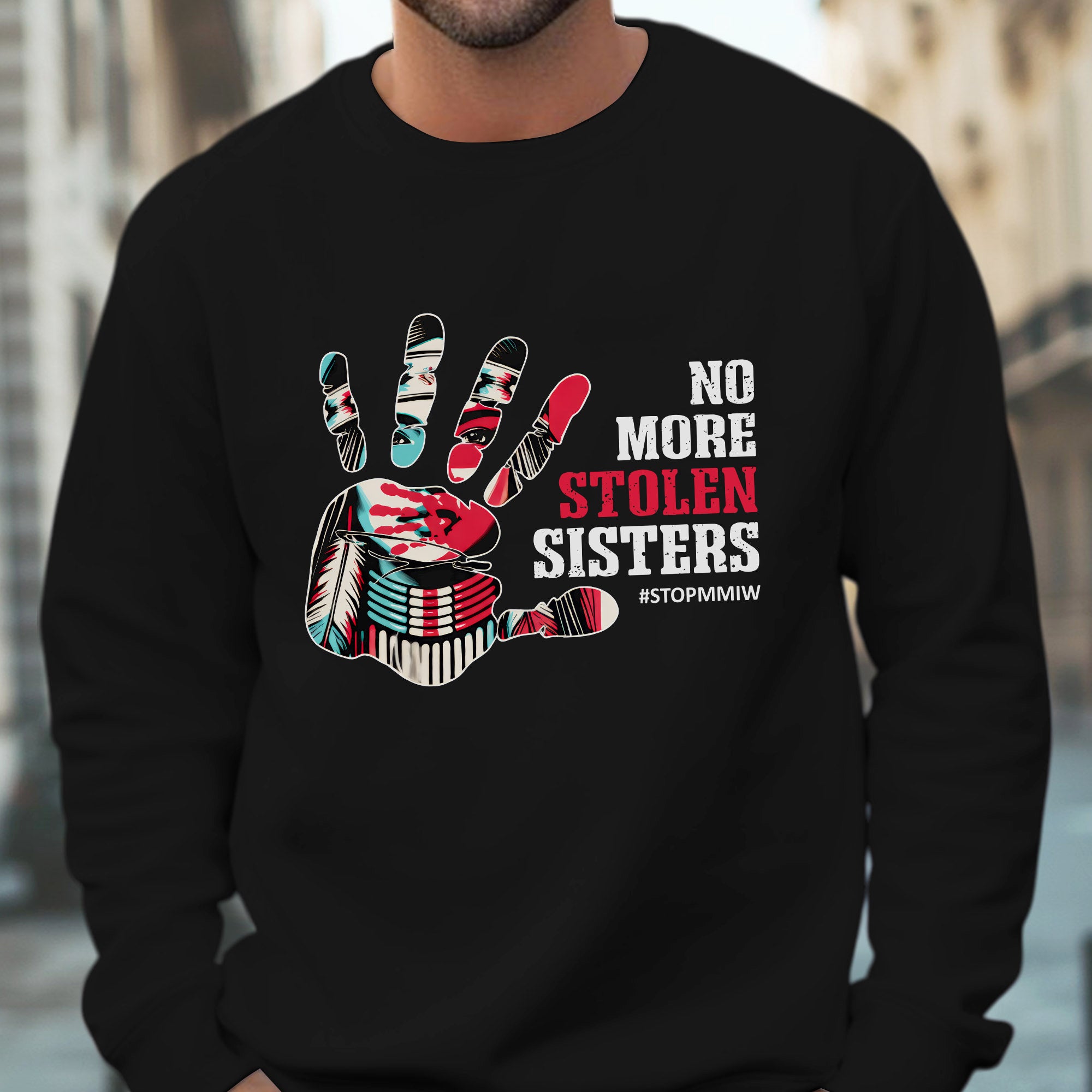 No More Stolen Sisters – MMIW Awareness, Native American Red Hand Print Unisex T-shirt/T-shirt V-Neck/Hoodie/Sweatshirt