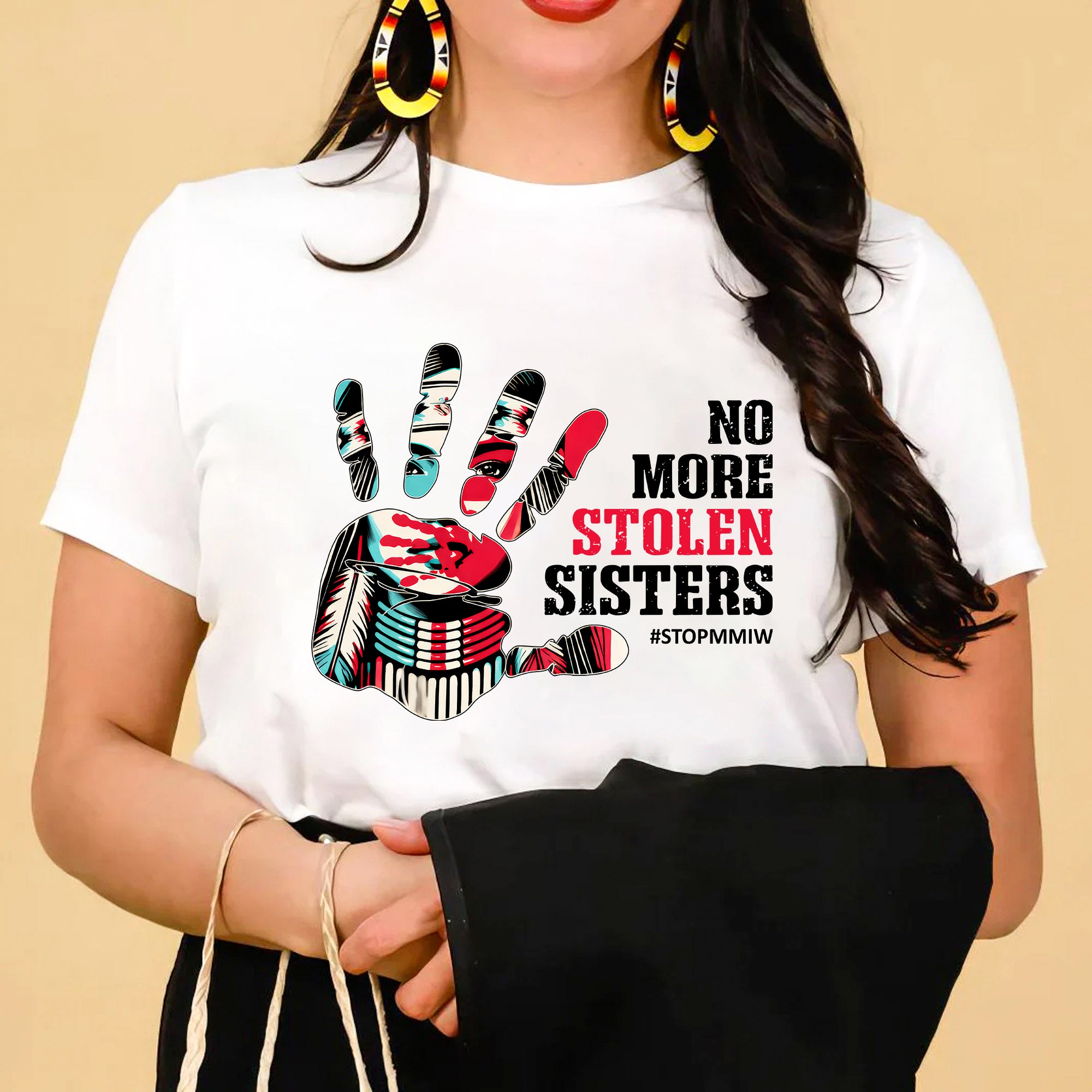 No More Stolen Sisters – MMIW Awareness, Native American Red Hand Print Unisex T-shirt/T-shirt V-Neck/Hoodie/Sweatshirt