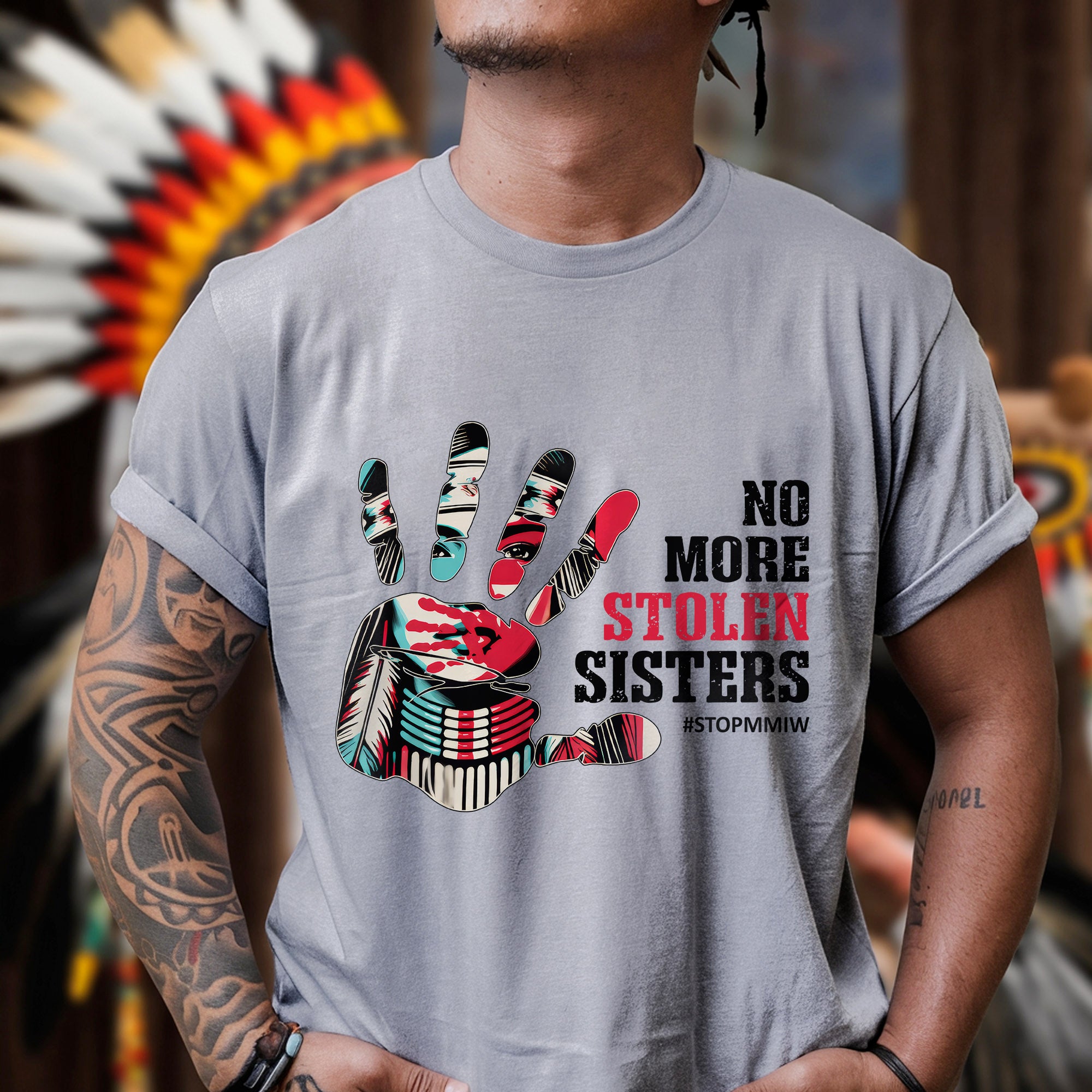No More Stolen Sisters – MMIW Awareness, Native American Red Hand Print Unisex T-shirt/T-shirt V-Neck/Hoodie/Sweatshirt