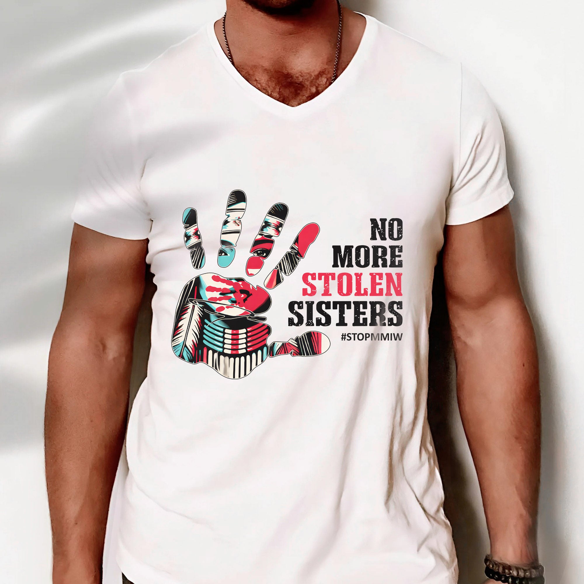 No More Stolen Sisters – MMIW Awareness, Native American Red Hand Print Unisex T-shirt/T-shirt V-Neck/Hoodie/Sweatshirt